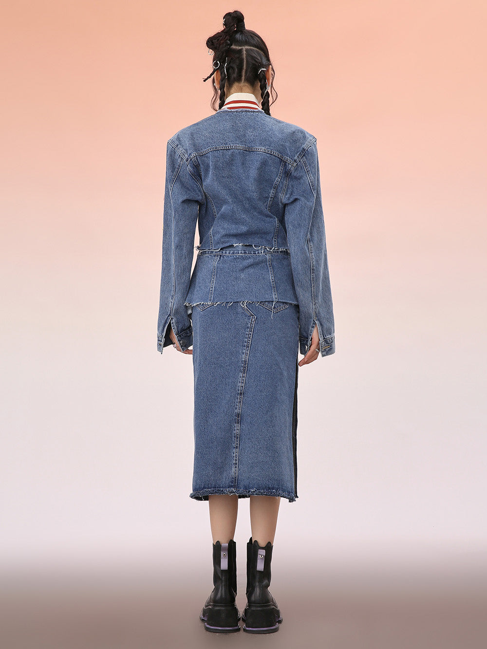 MUKZIN Simple Long All-match Blue Popular Skirts