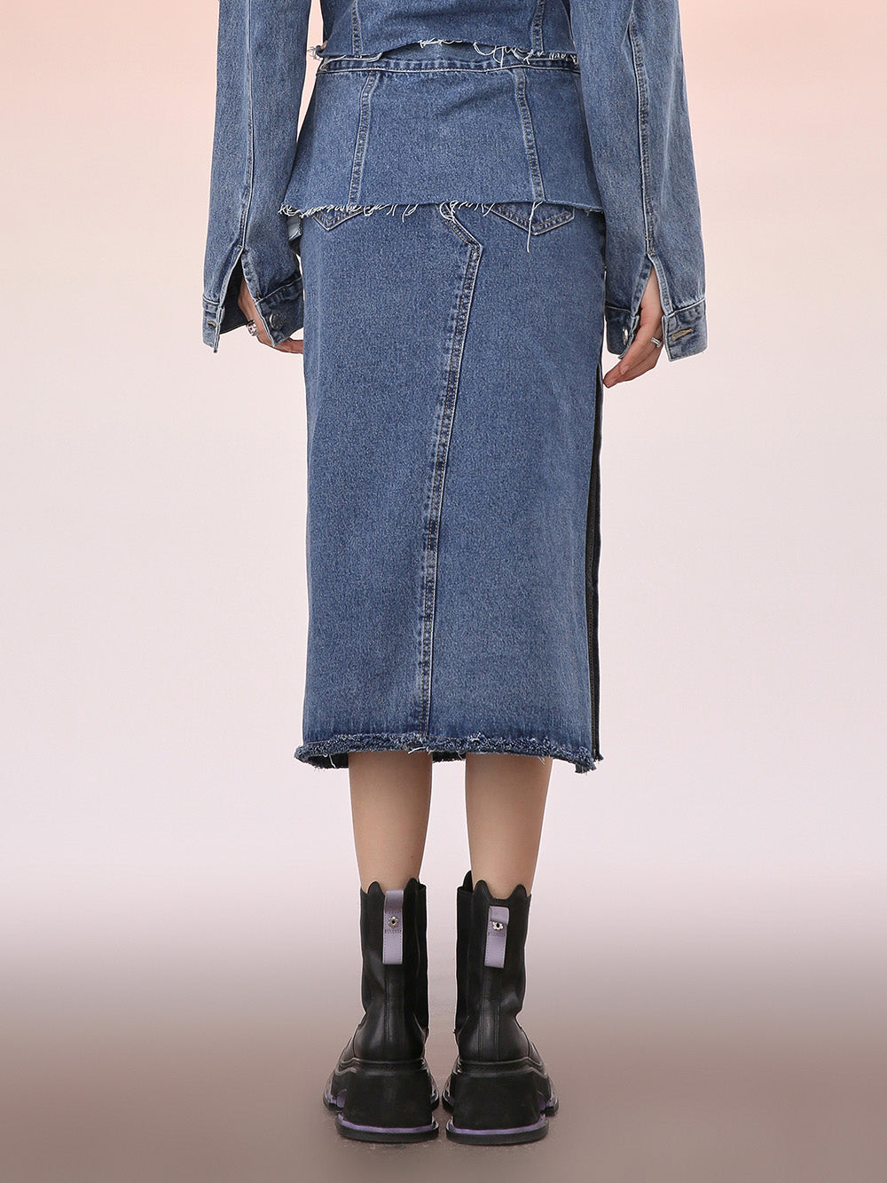 MUKZIN Simple Long All-match Blue Popular Skirts