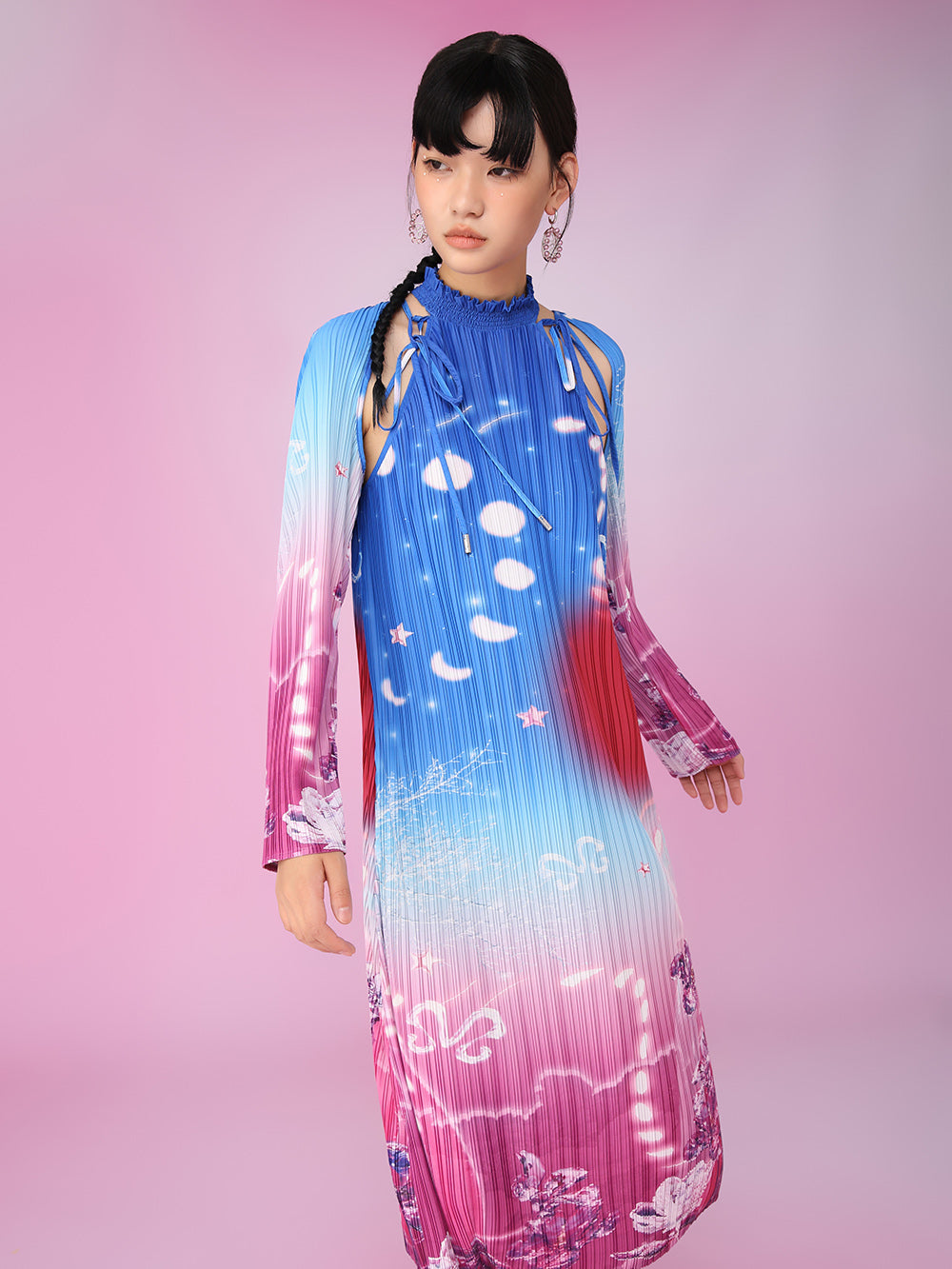 MUKZIN Printed Fit Two-piece Design Ombre Slim Original Dresses