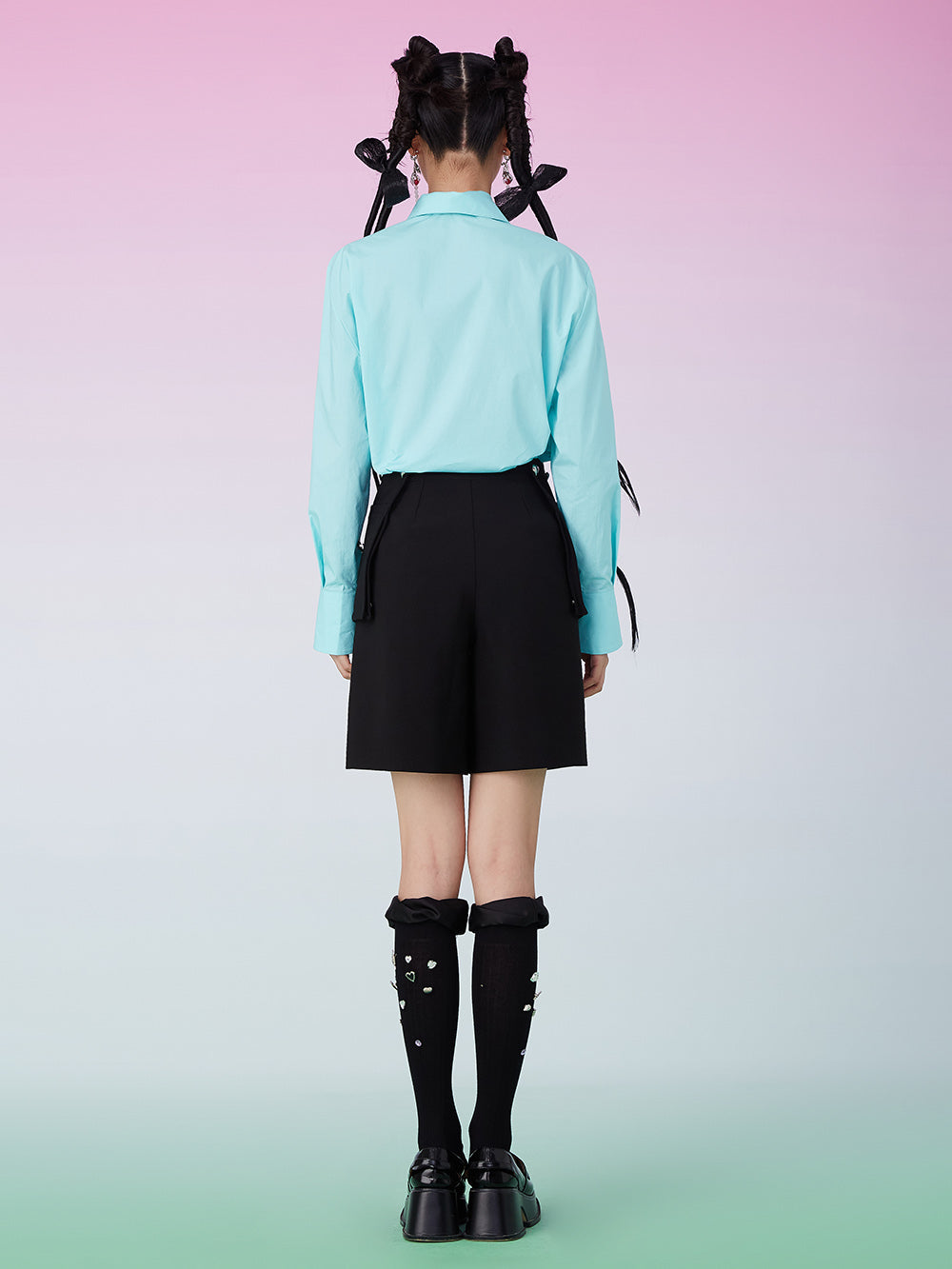 MUKZIN High Waist Loose Black Shorts