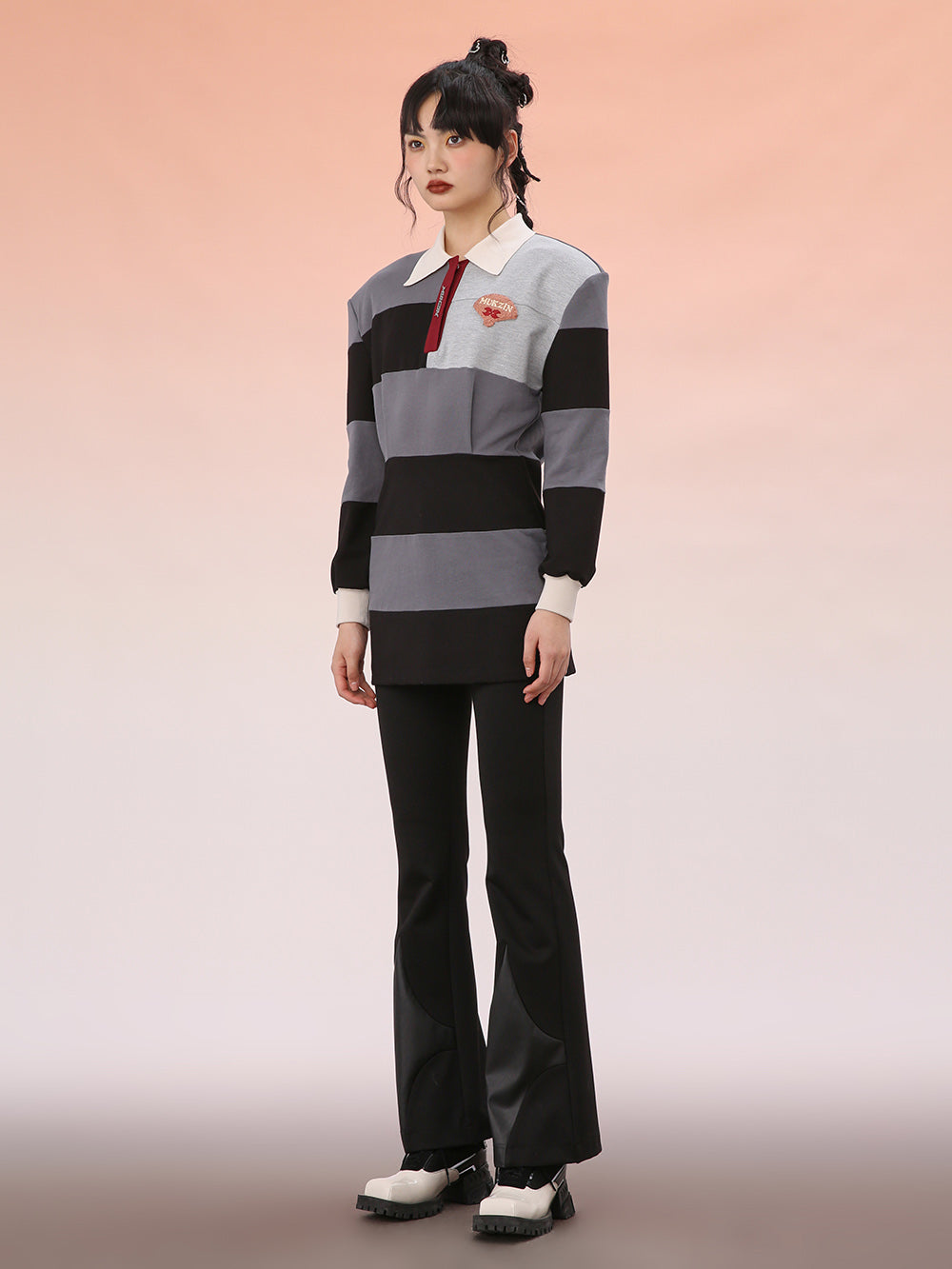 MUKZIN Black Striped Loose Fit Athletic Dress