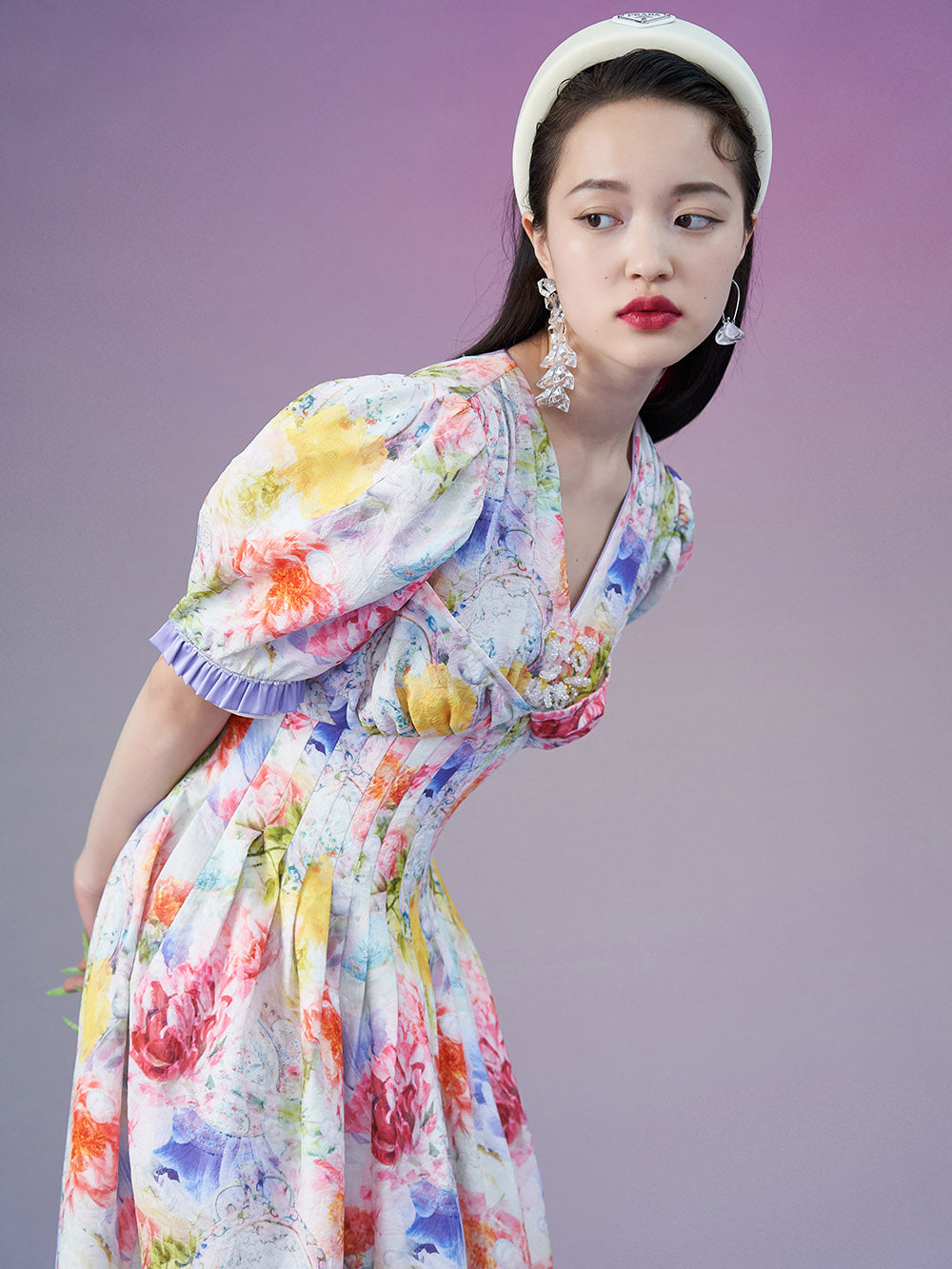 MUKZIN Three-dimensional Jacquard Waist Dress