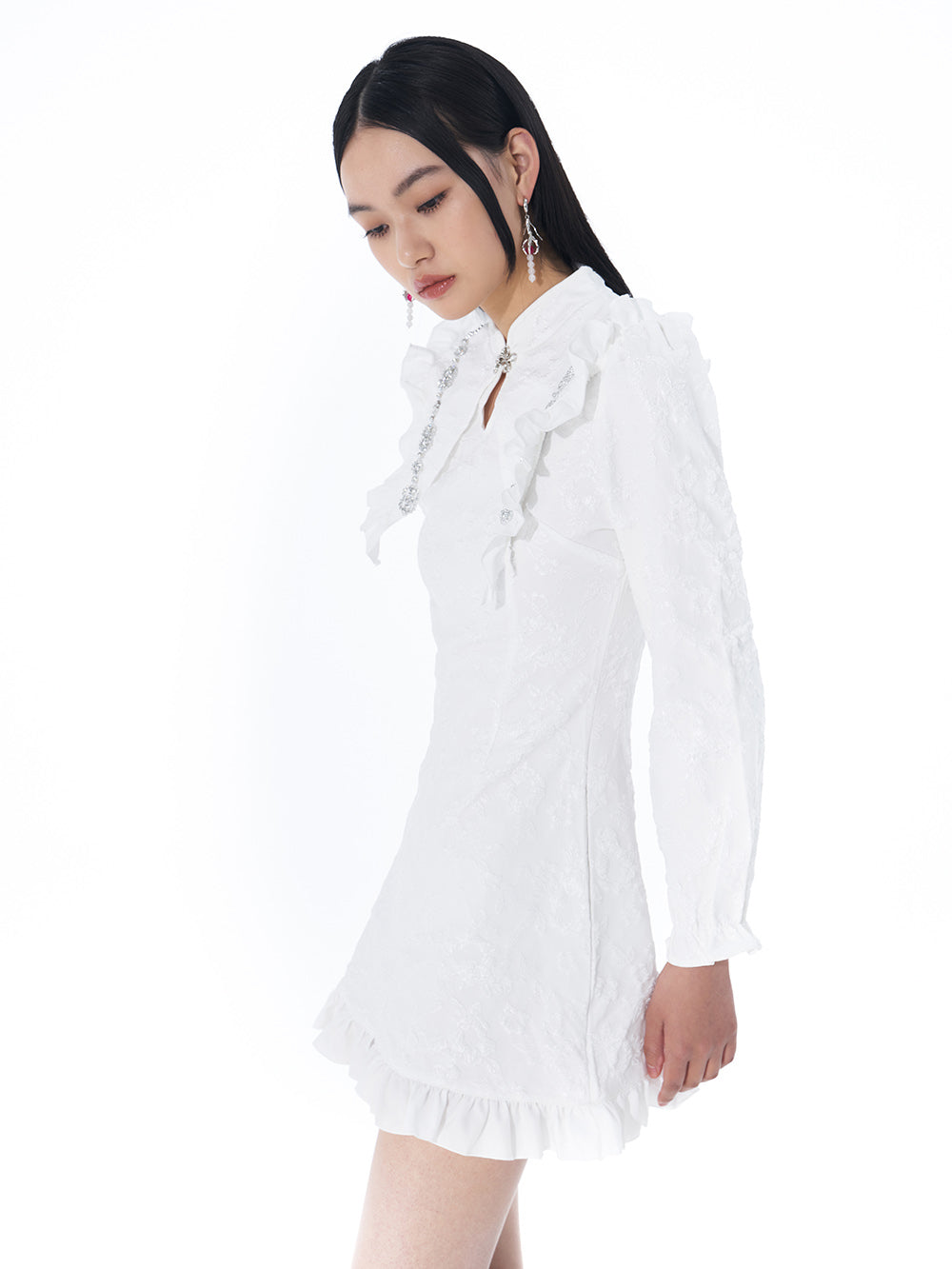 MUKTANK White French Puff Sleeve Dress