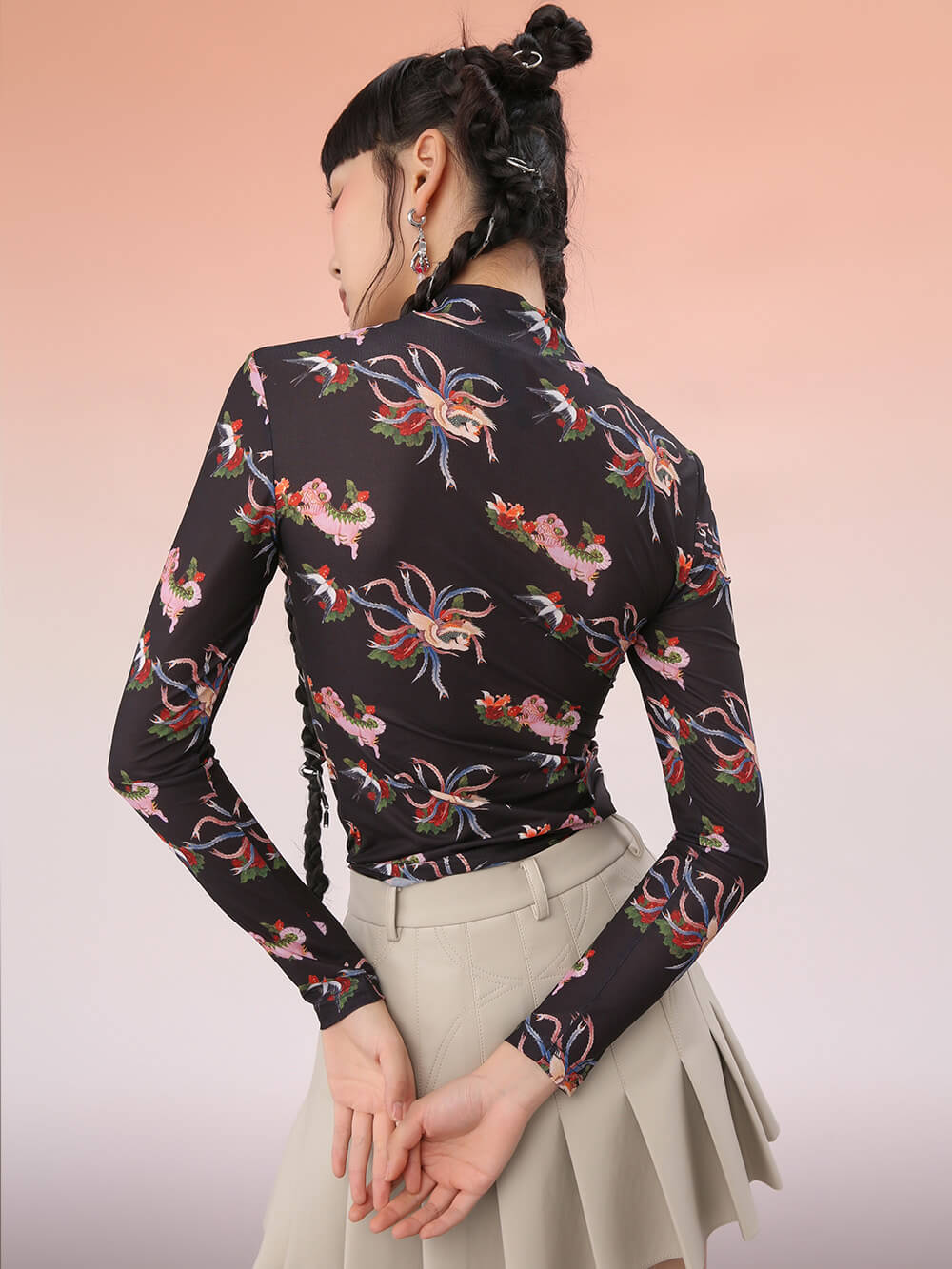 MUKZIN Slim Fit Knit Printed Bottoming Shirt