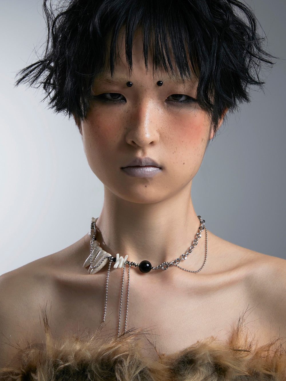 MUKTANK×DARKNESS Long Teeth Colliding Multi-layer Titanium Steel Necklace