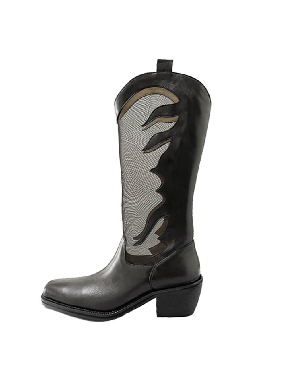 MKKTANK Χ AZ43 2022 Mesh Flame Stitching Black Western Boots N72