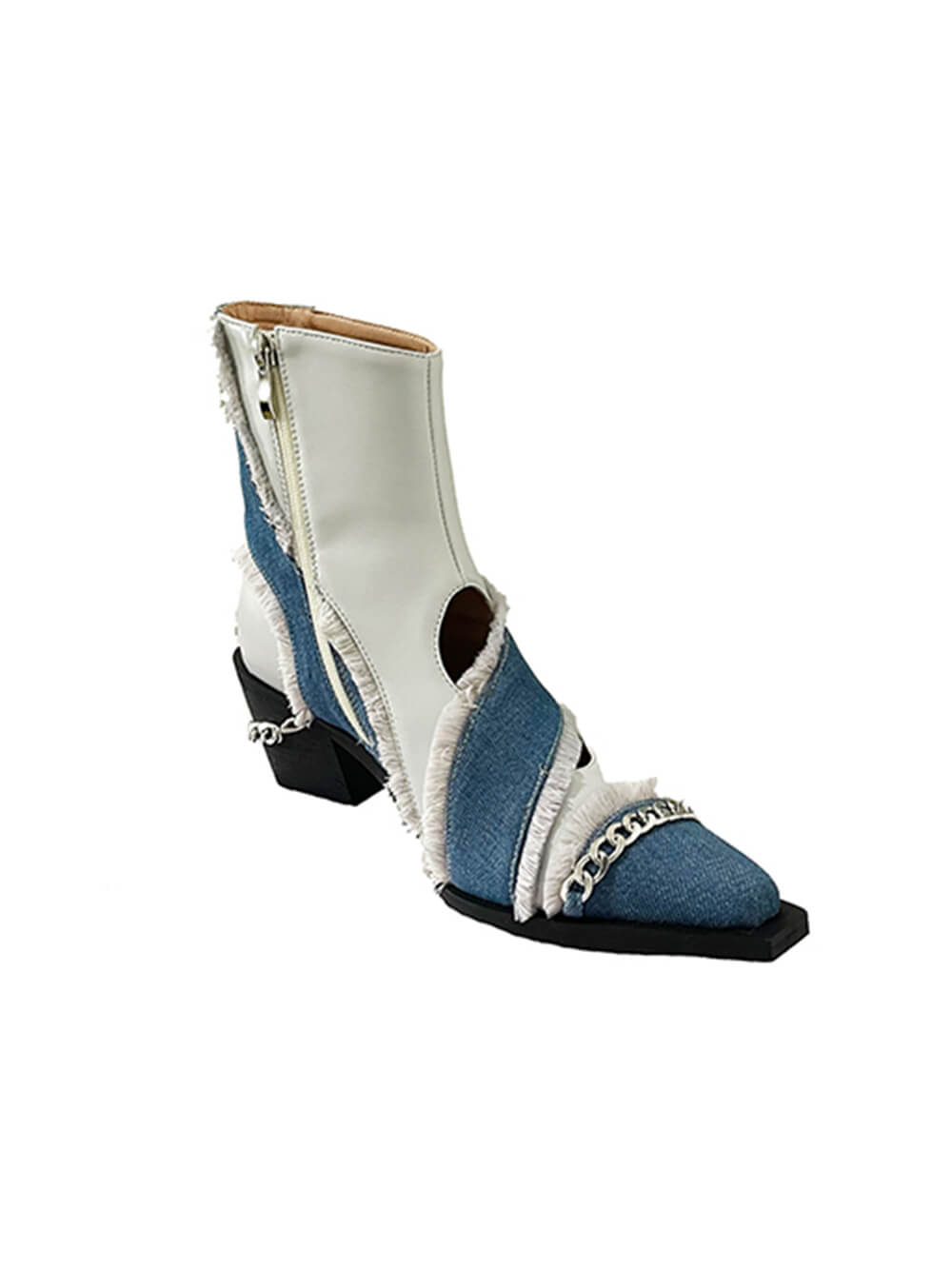 MUKTANK Χ AZ43 2022 Denim Stitching Chain Hollow Boots 930