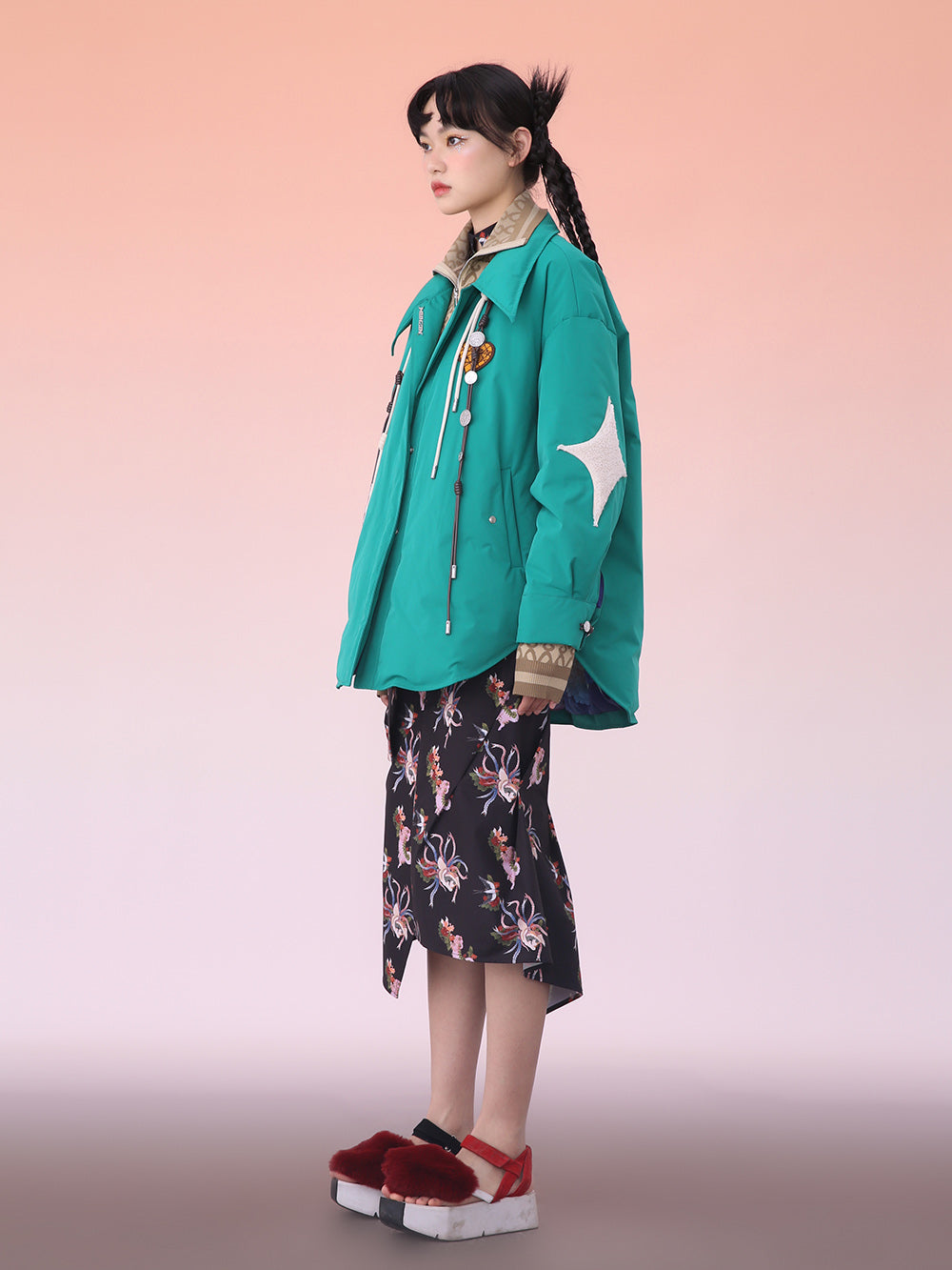 MUKZIN Green Design Sense Printed Shirt Fabric Down Jacket