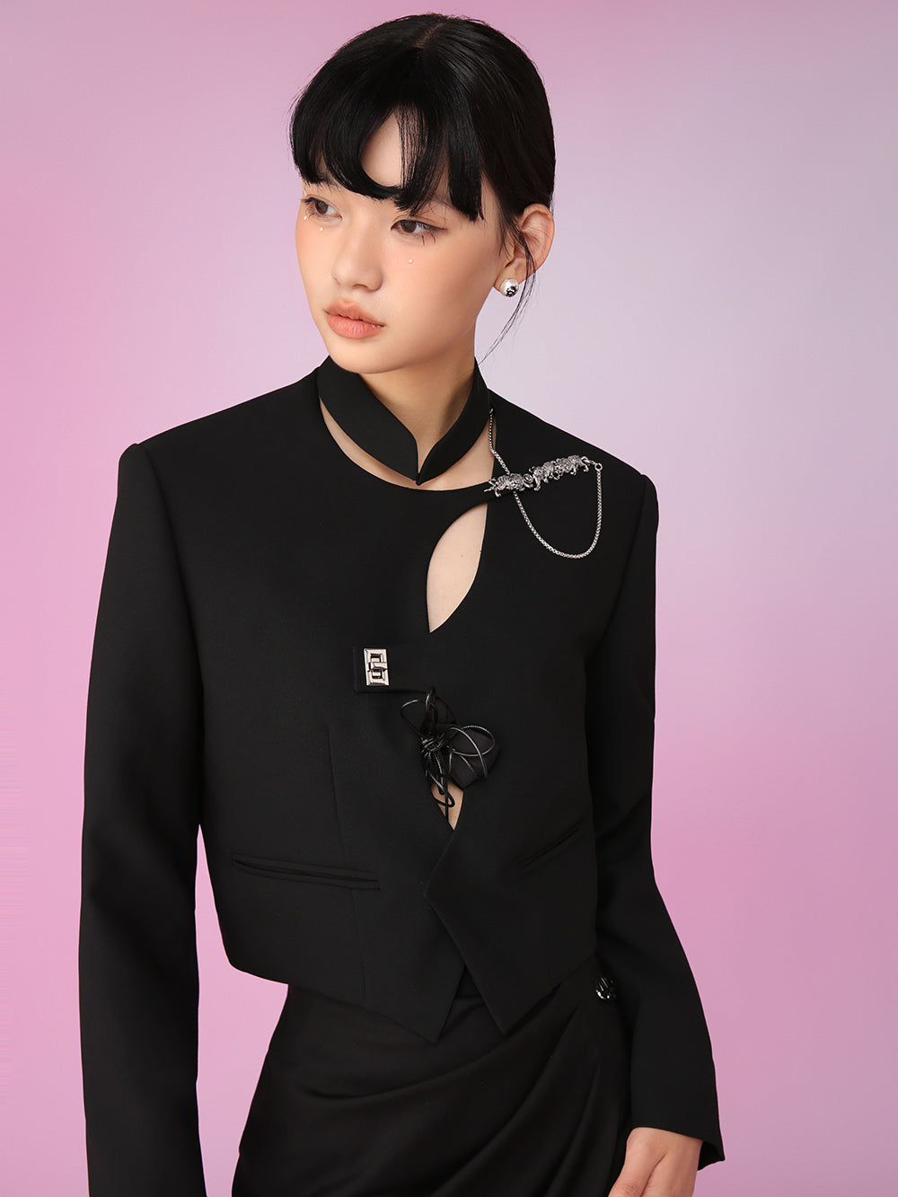 MUKZIN  Black Fashion Retro Irregular Look Thin Outerwears