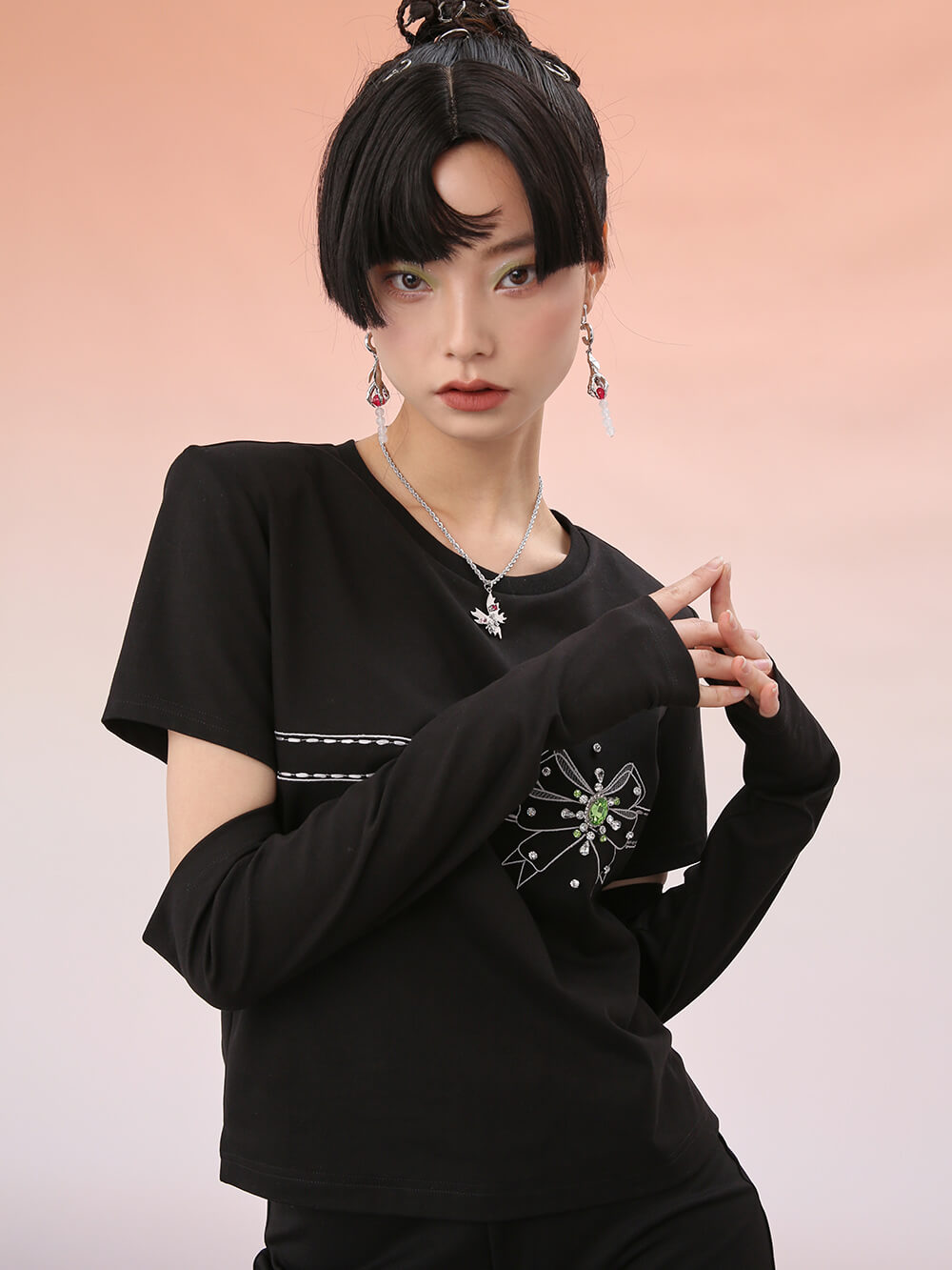 MUKZIN Black Design Fashion Print T-shirts