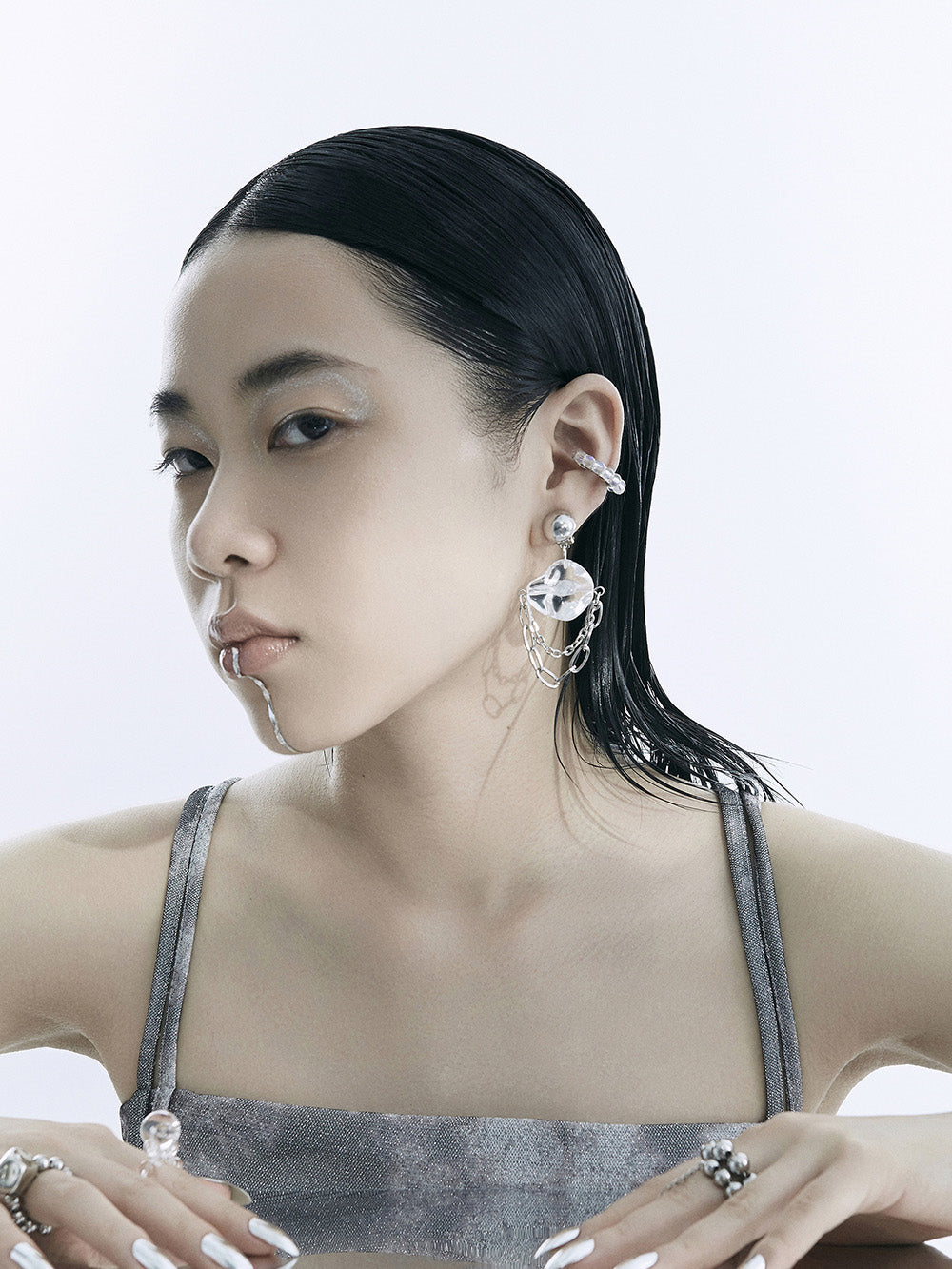 MUKTANK×DARKNESS Fashion Transparent Drop Ear Clips