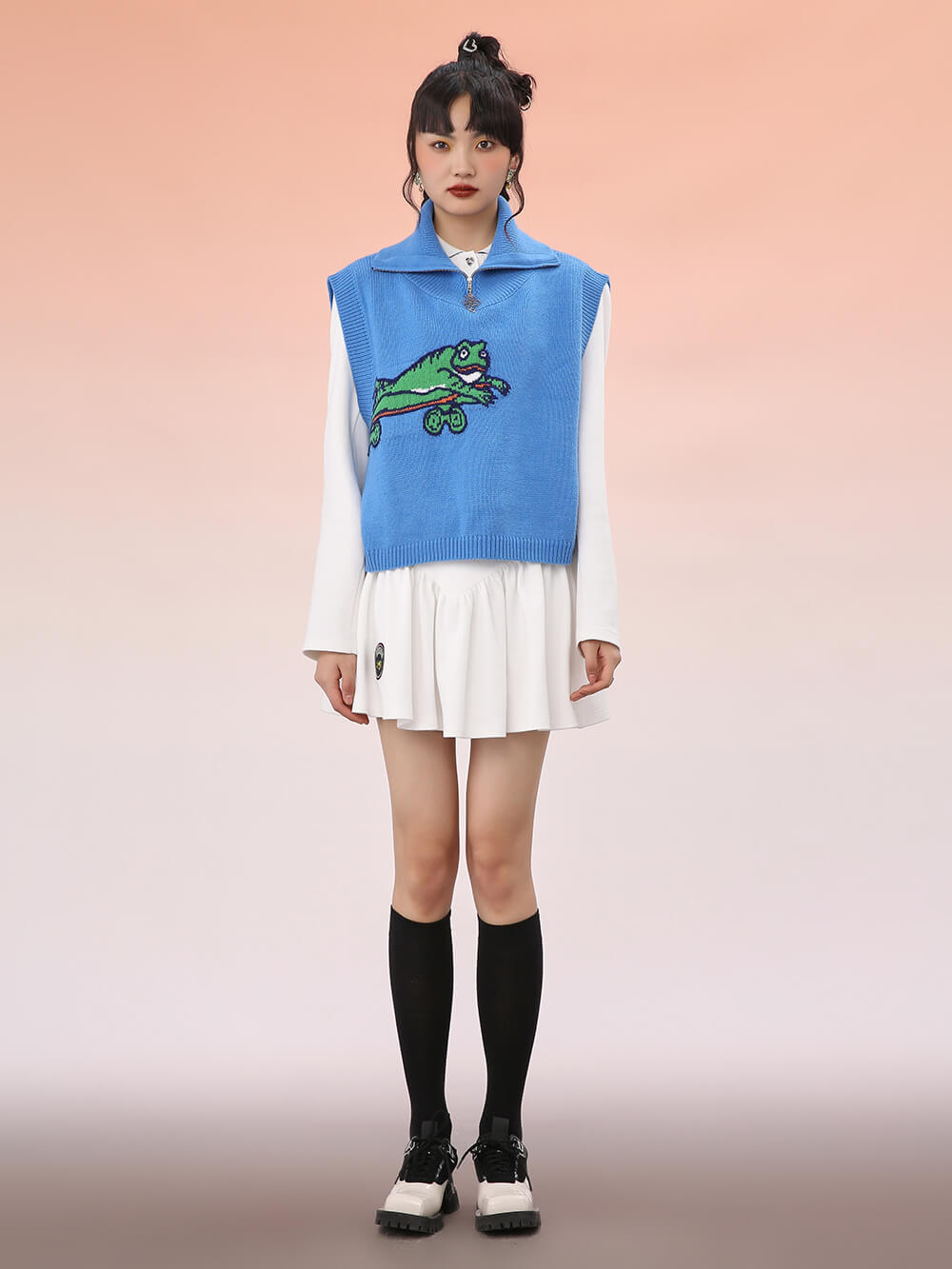 MUKZIN Blue Knitted Loose Short Vest