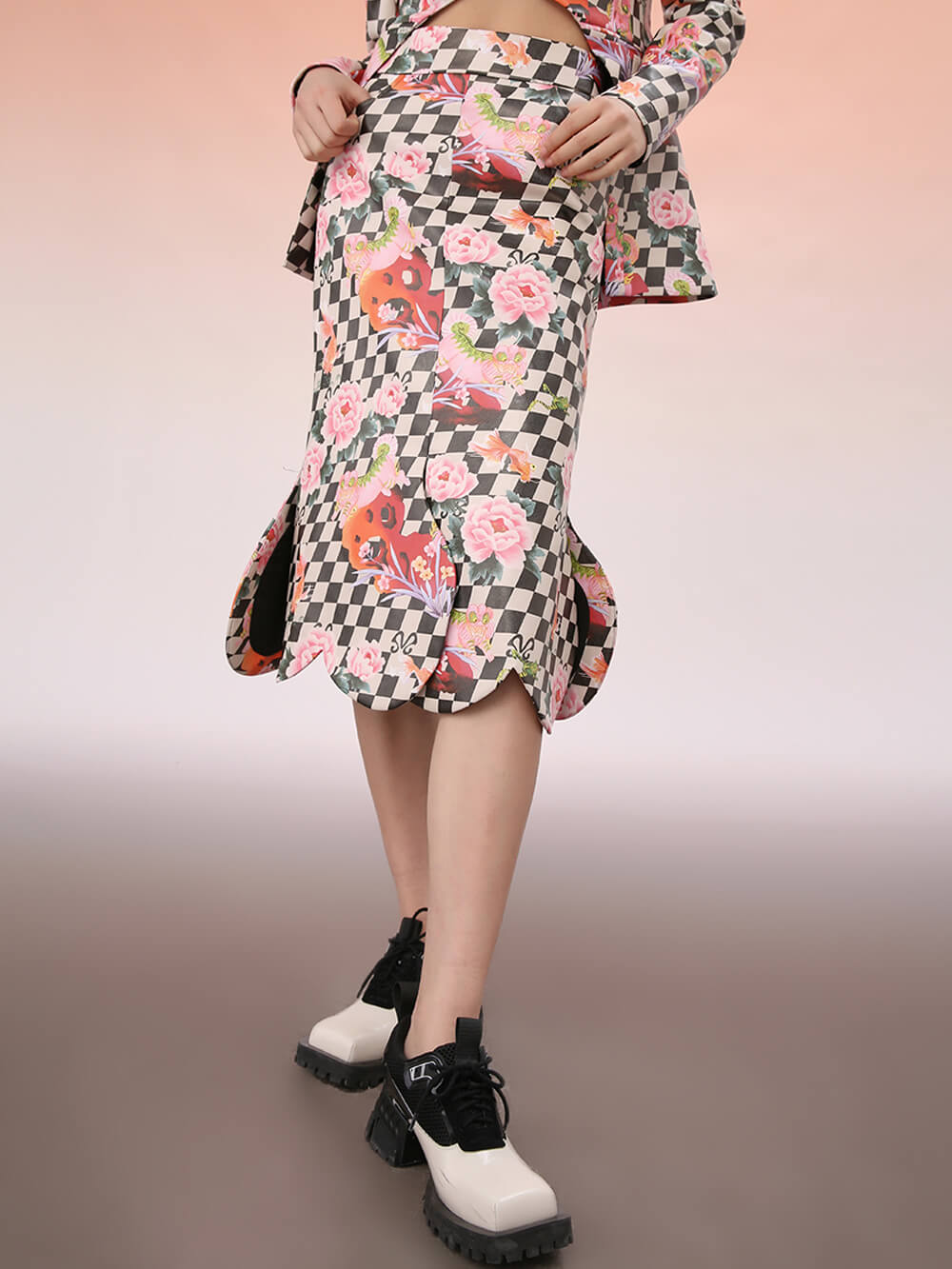 MUKZIN Printed PU Long Skirt