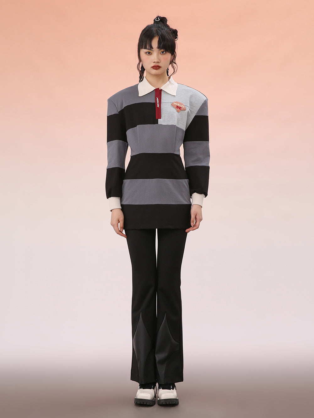 MUKZIN Black Striped Loose Fit Athletic Dress