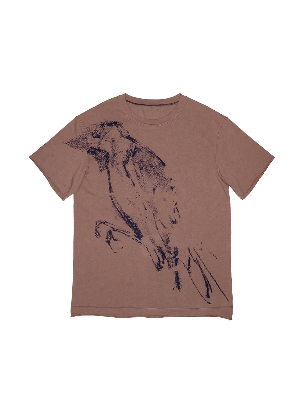 MUKTANK X COOLOTHES Smeared Bird Bean Paste Smeared Bird Single Print Brown Cotton T-Shirt