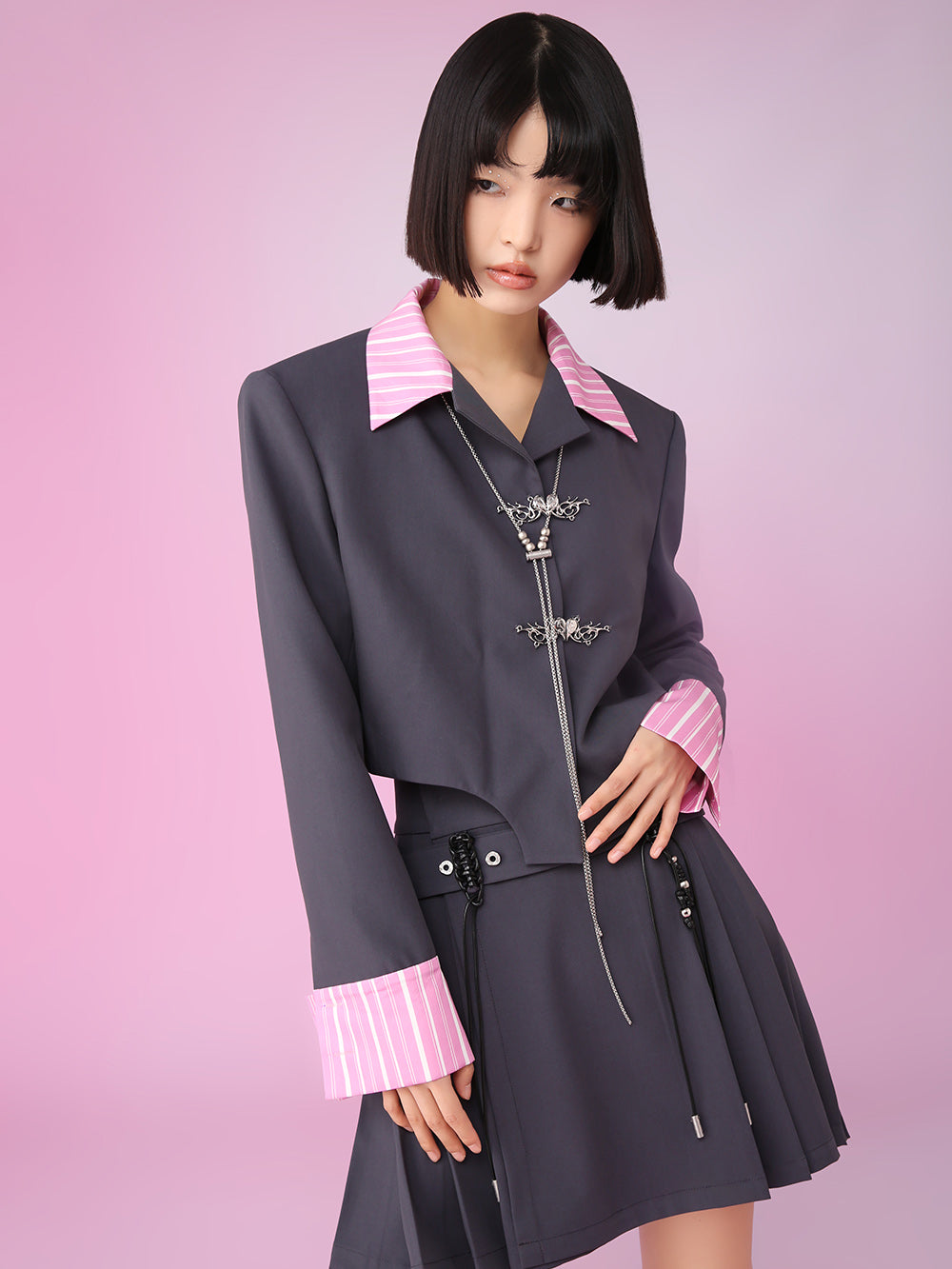MUKZIN OL Style Short Stitching Original Trend Suit Outerwears