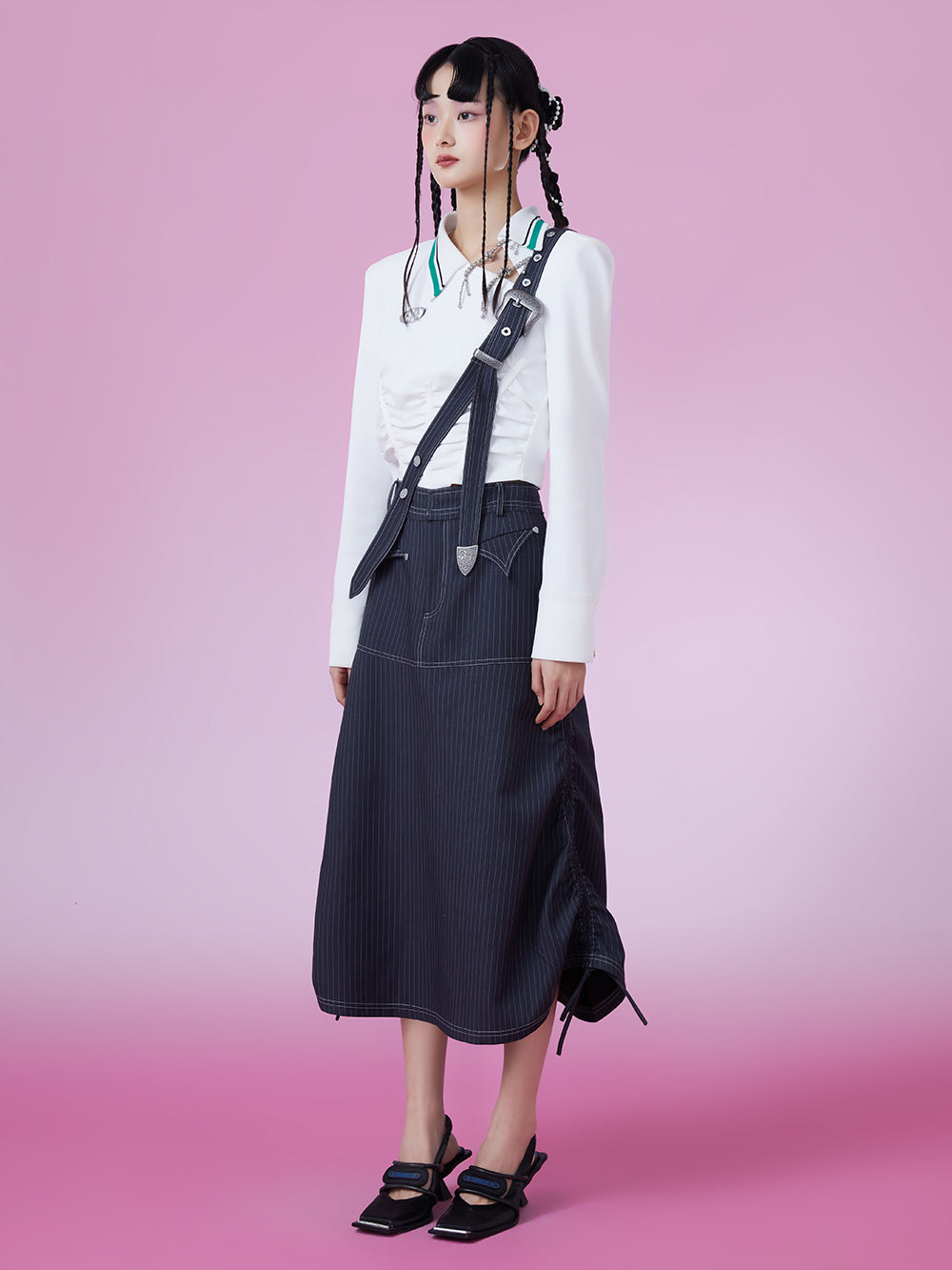 MUKZIN Slim White POLO Collar School Style T-shirts