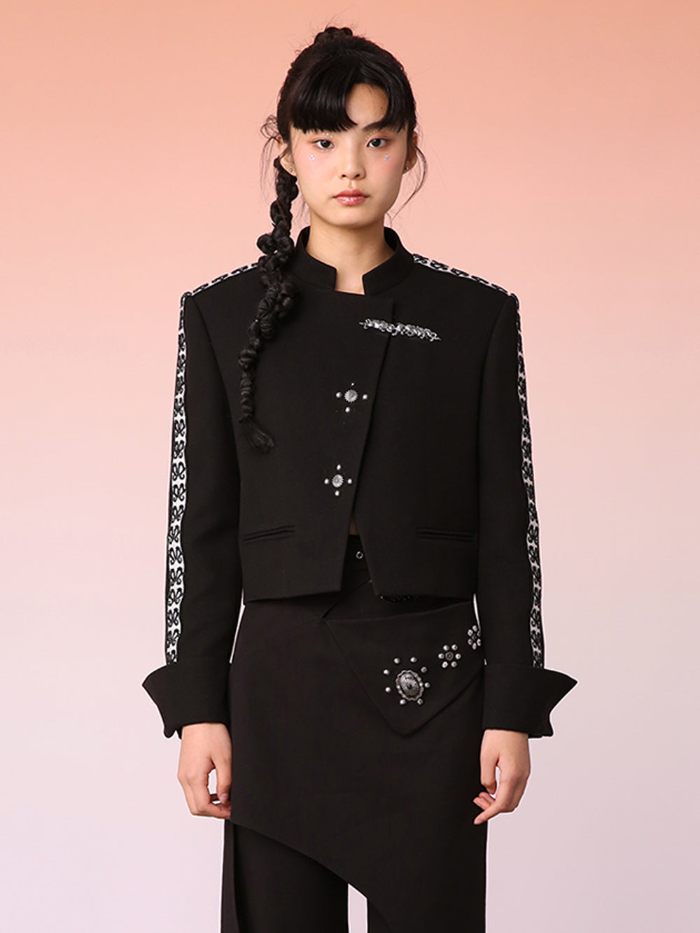 MUKZIN Black Fashion Stud Cropped Jacket