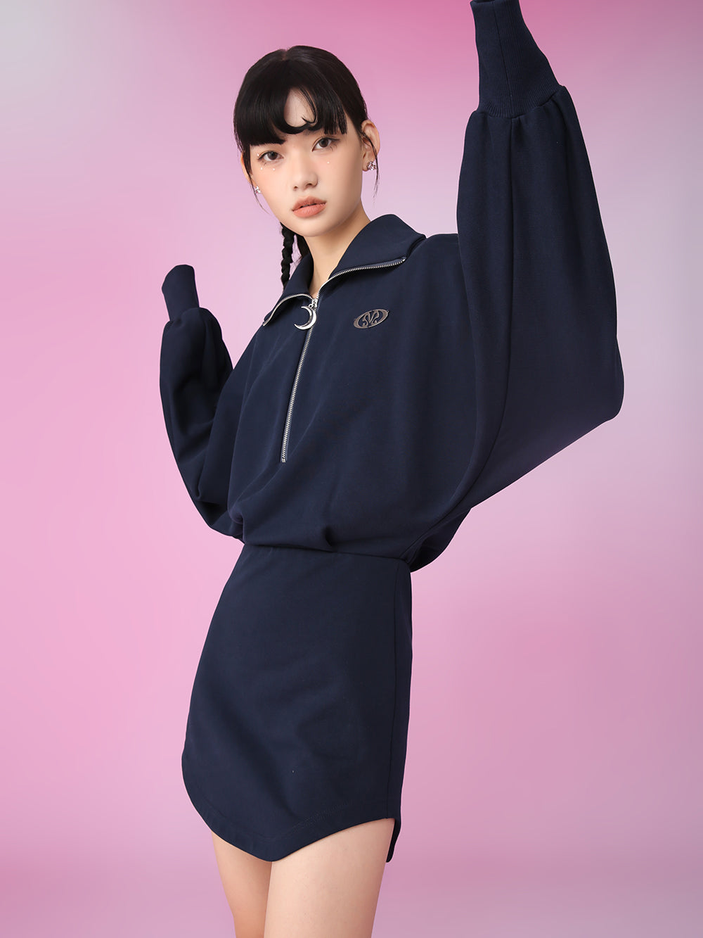MUKZIN Short Original Trend Simple Navy Nlue Dresses