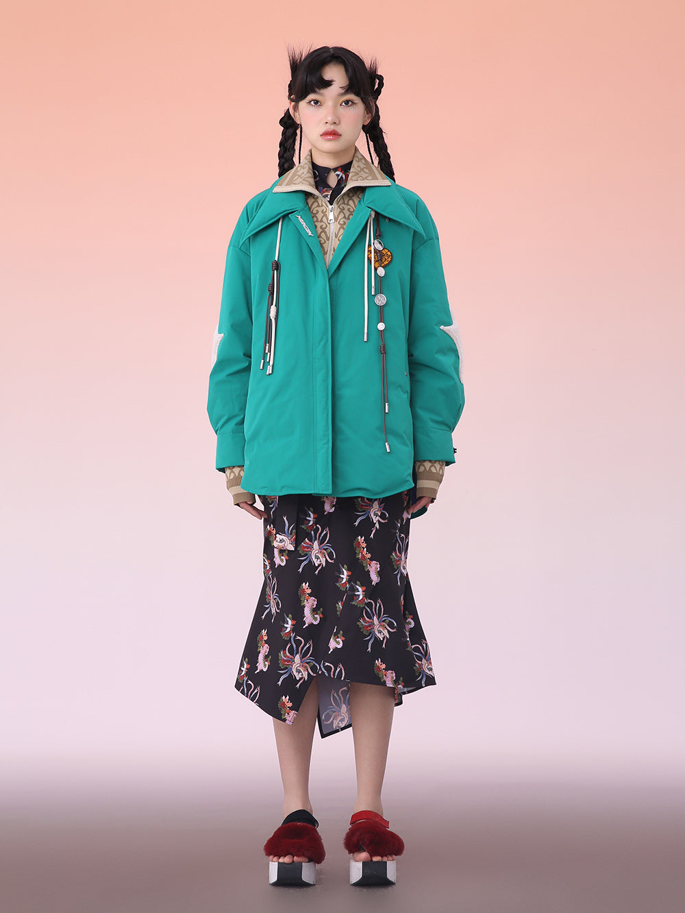 MUKZIN Green Design Sense Printed Shirt Fabric Down Jacket