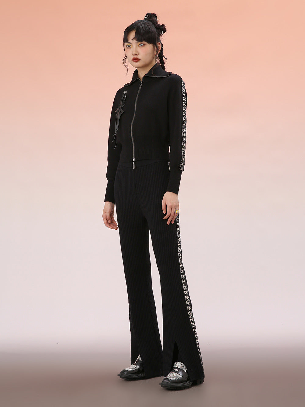 MUKZIN Black Slim-fit Trousers With Webbing
