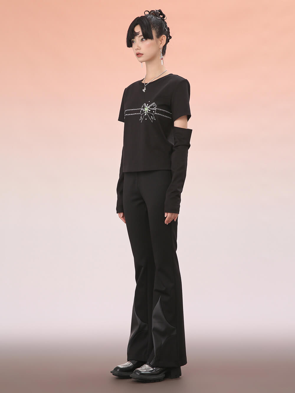 MUKZIN Black Design Fashion Print T-shirts