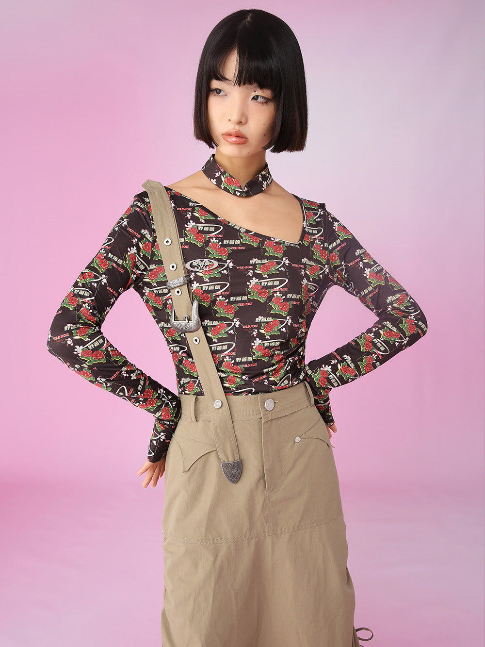 MUKZIN Long Classic Khaki Loose All-match Suspender Skirts