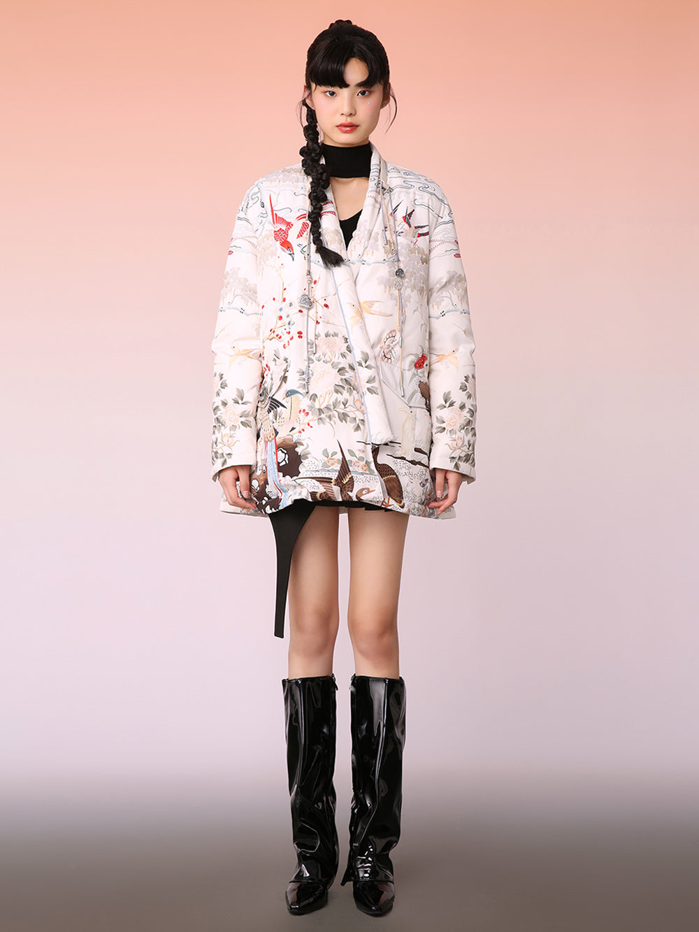 MUKZIN Reversible Design Loose Fit Floral Down Jacket