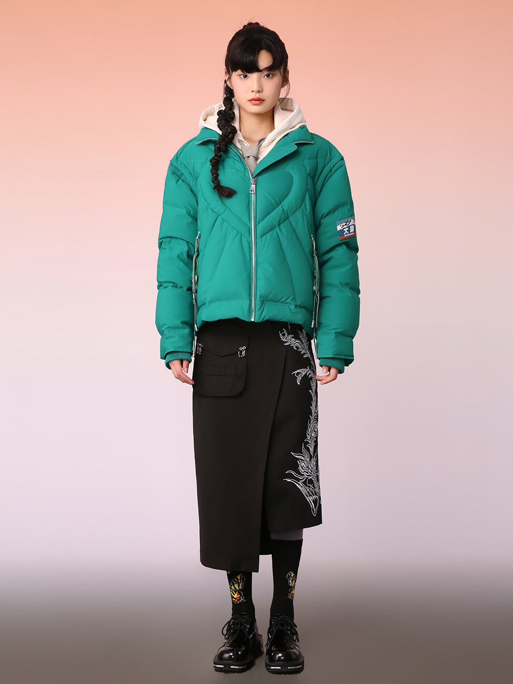 MUKZIN Dark Green Lively and Cute Down Jacket