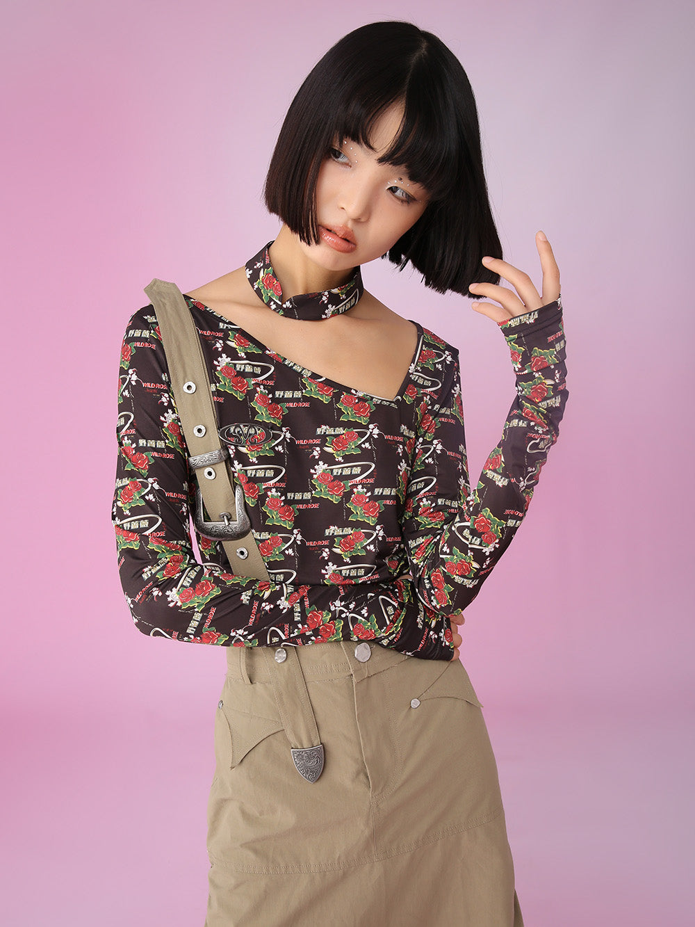MUKZIN Long Classic Khaki Loose All-match Suspender Skirts