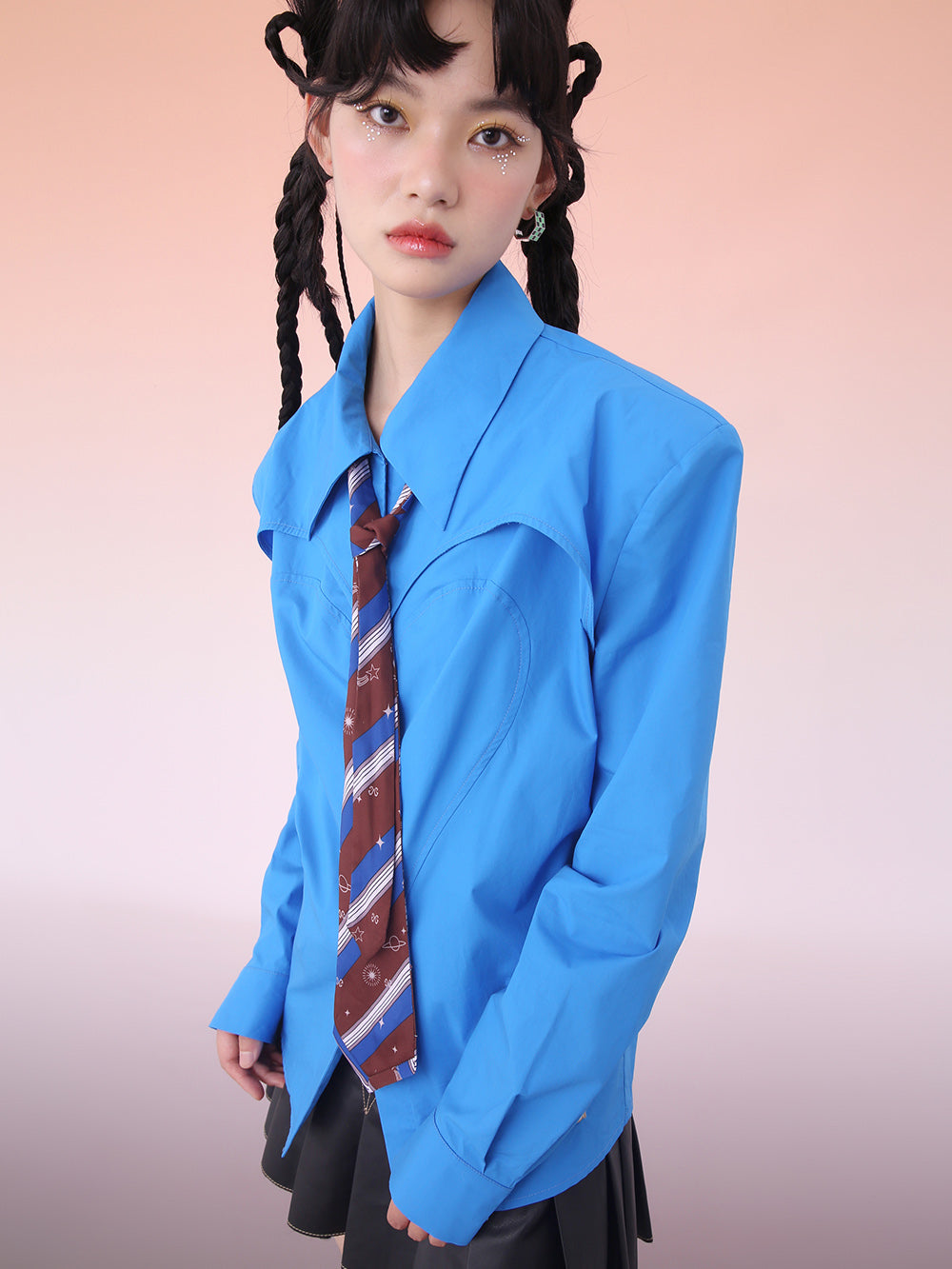 MUKZIN Blue Tie Commuter Long Sleeve Shirt