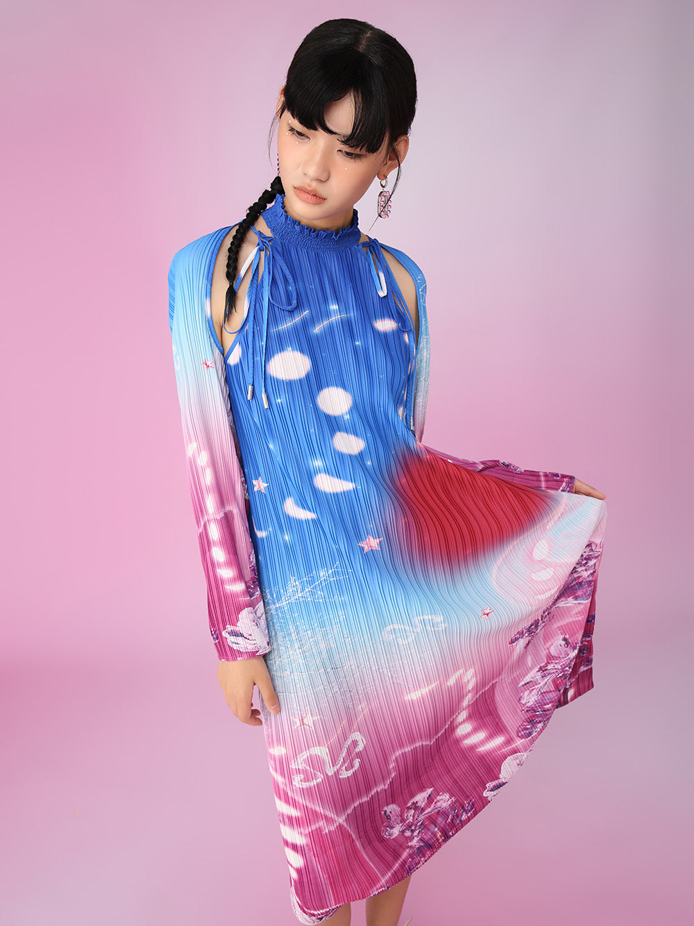 MUKZIN Printed Fit Two-piece Design Ombre Slim Original Dresses
