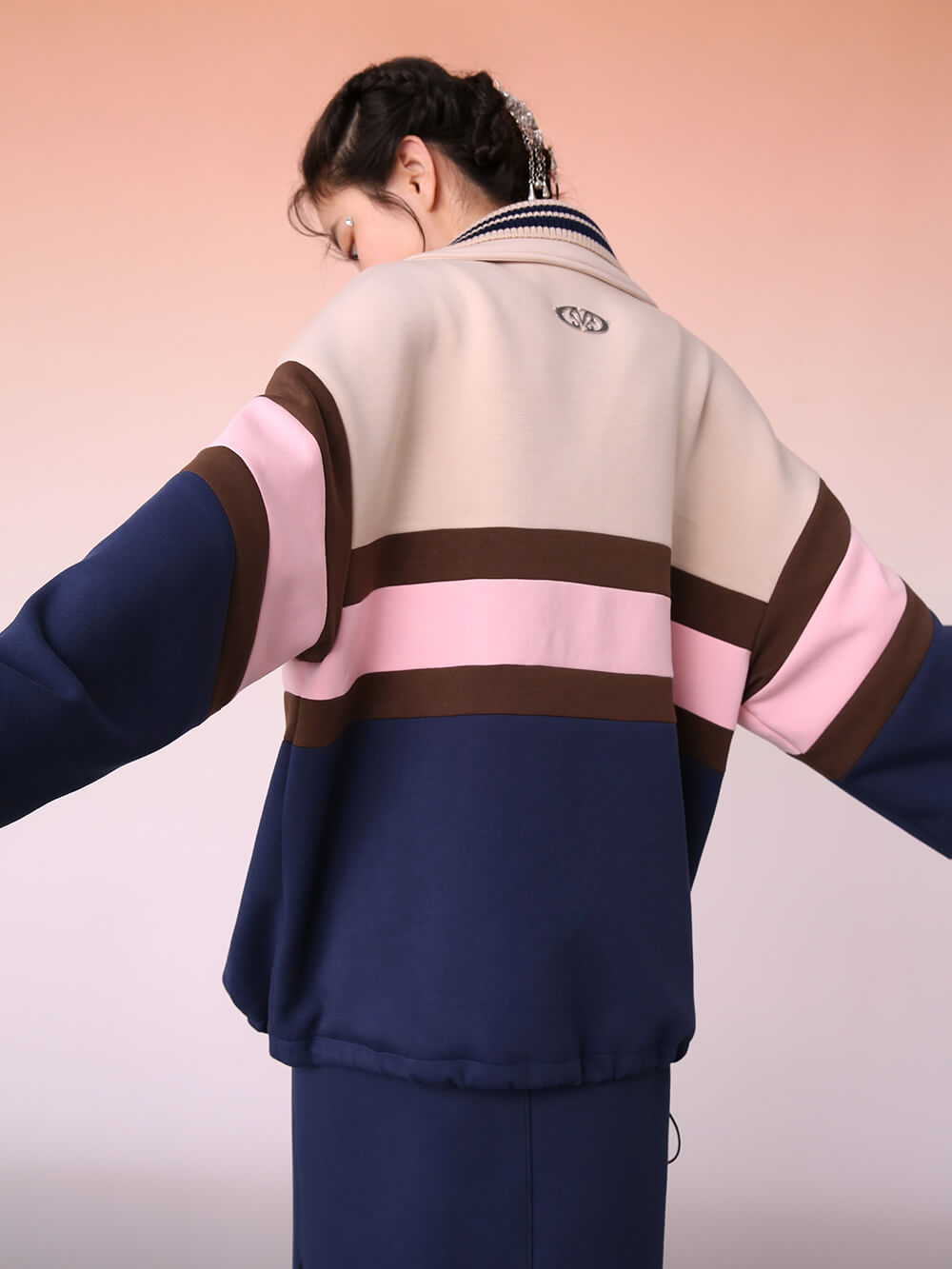 MUKZIN Pink and Blue Casual Track Jacket