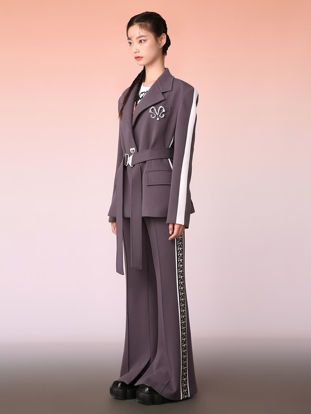 MUKZIN Grey Casual Blazer Coat