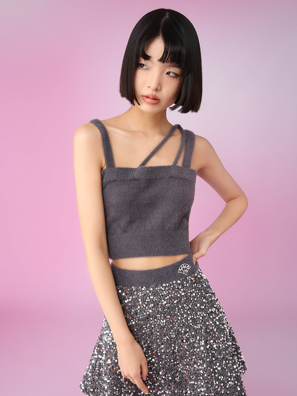 MUKZIN Y2K Style Attractive Sparkling Coat Skirts Charming Set