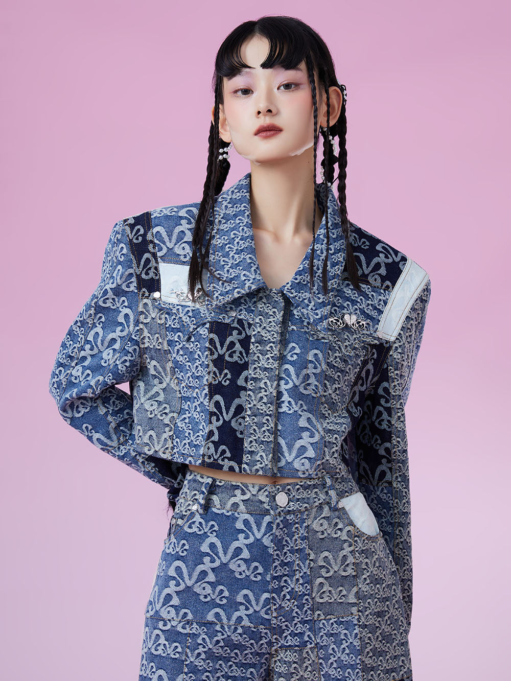 MUKZIN Denim Jacquard Suit Lapel Original High-Quantity Outerwears