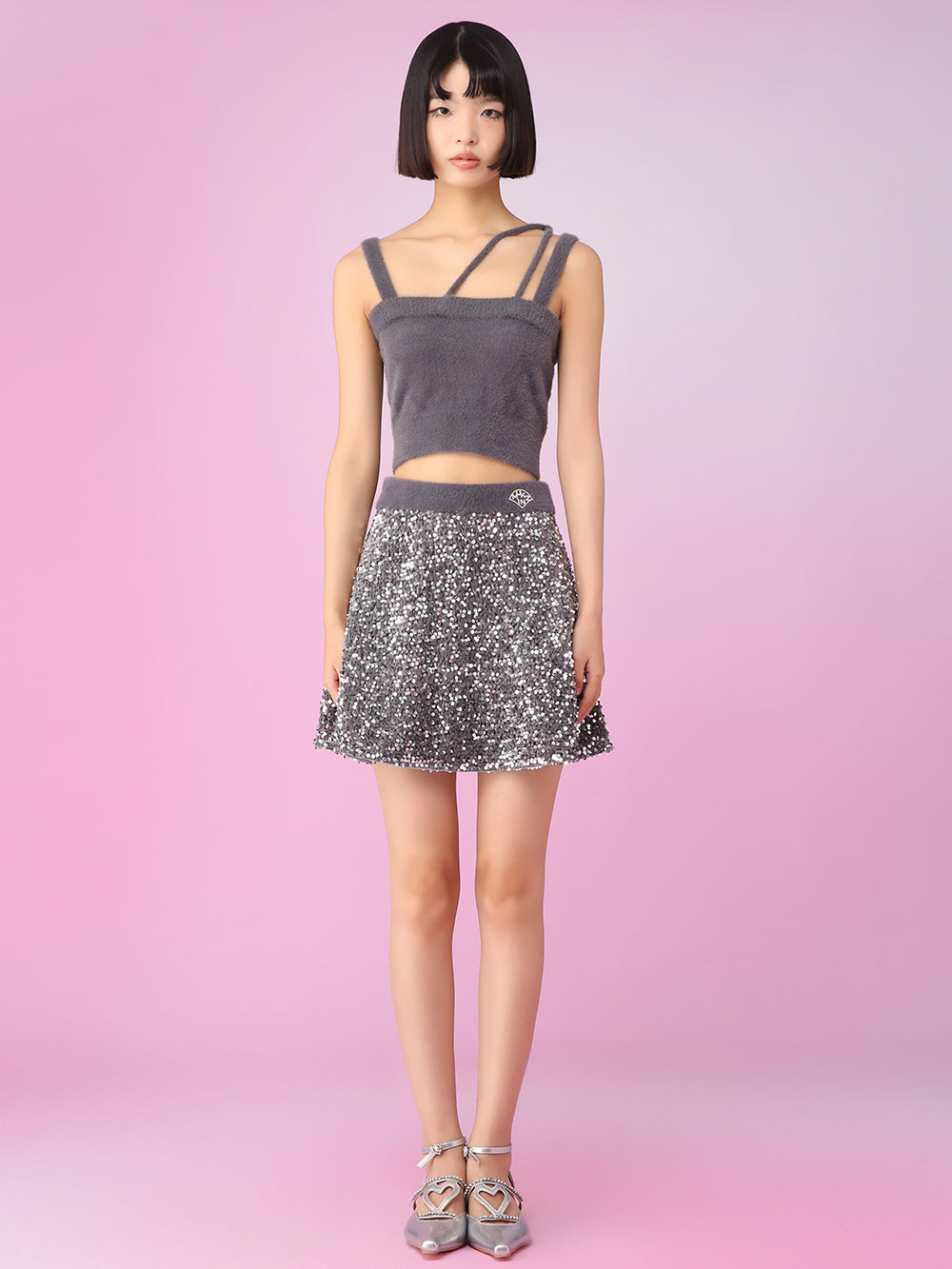 MUKZIN Y2K Style Attractive Sparkling Coat Skirts Charming Set