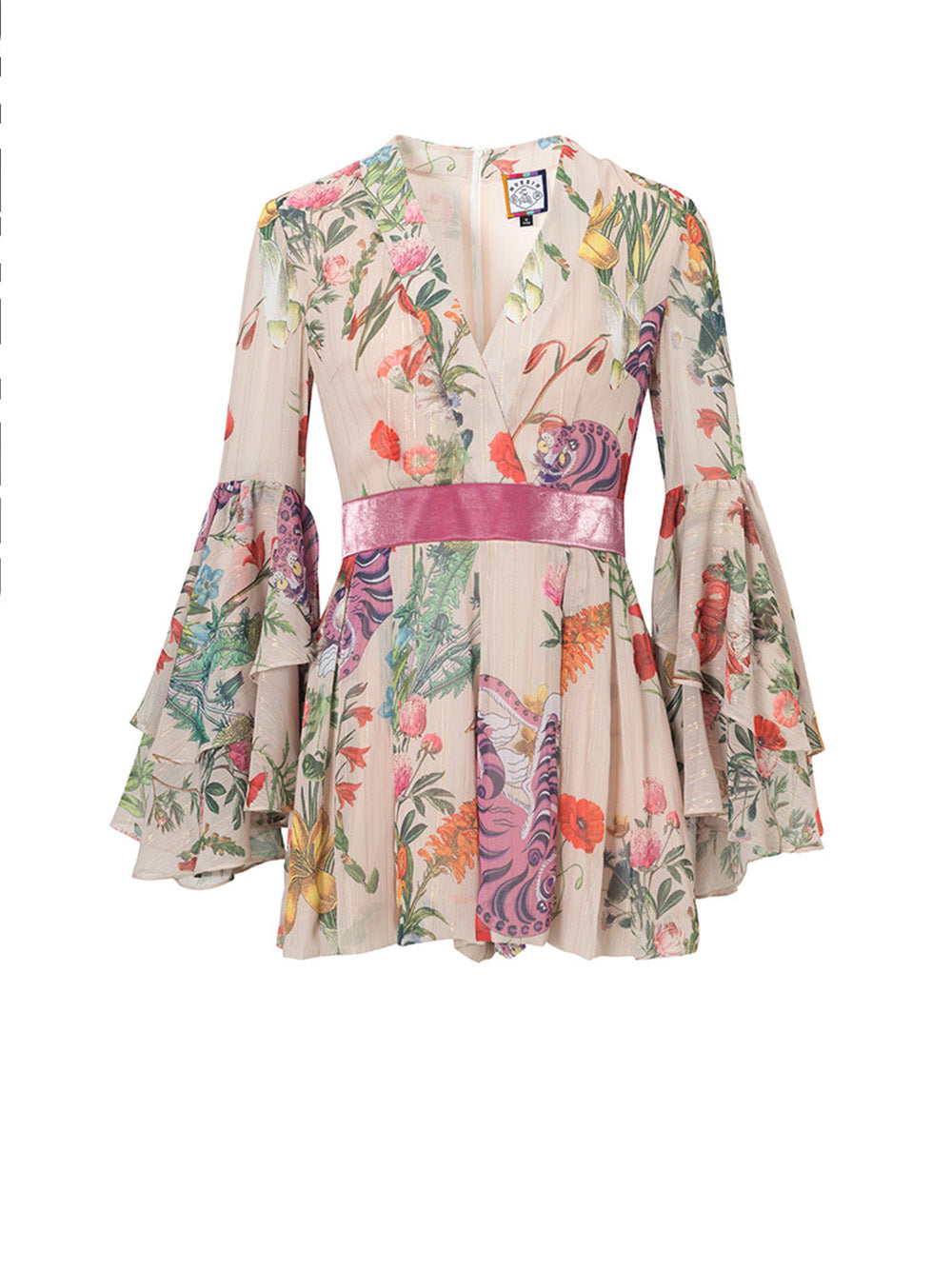 MUKZIN V-neck Printed Sexy Bell Sleeve Dress