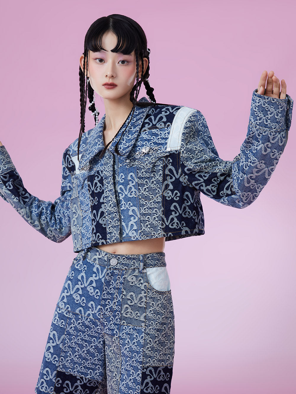 MUKZIN Denim Jacquard Suit Lapel Original High-Quantity Outerwears