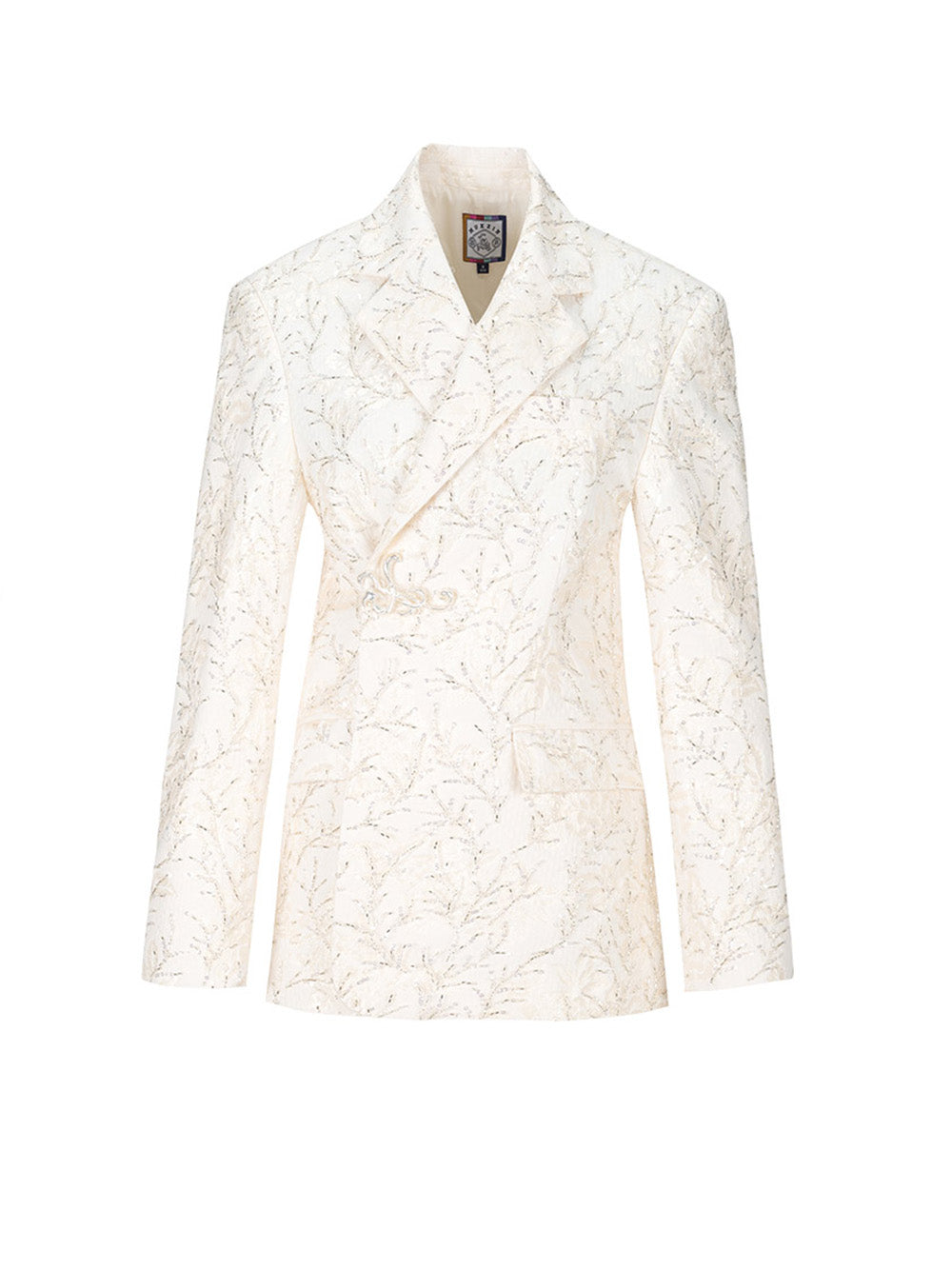 MUKZIN White Retro Embroidery Blazer