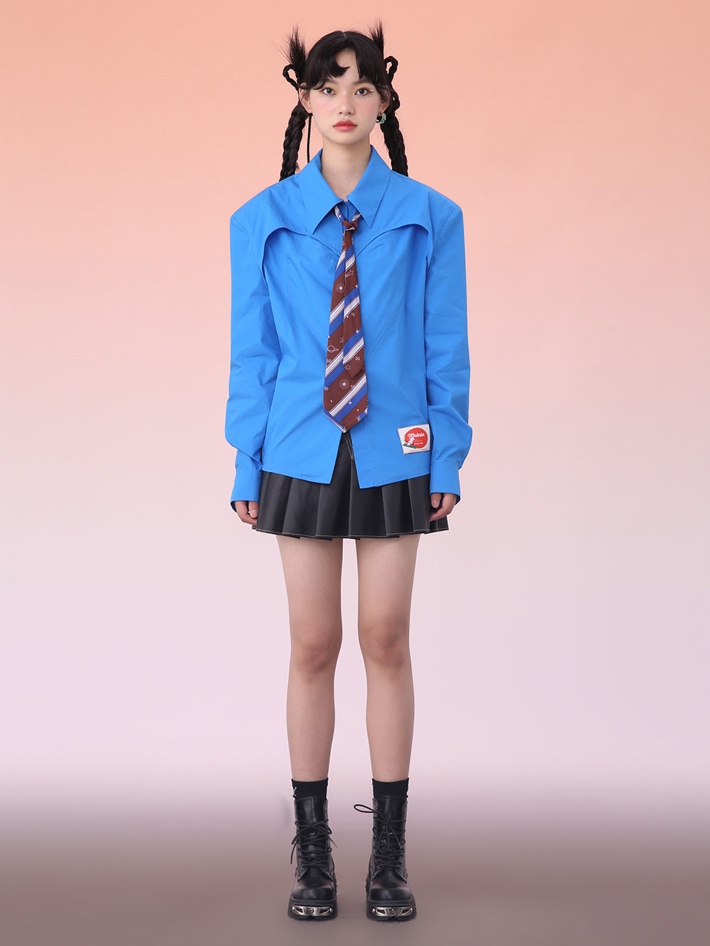 MUKZIN Blue Tie Commuter Long Sleeve Shirt