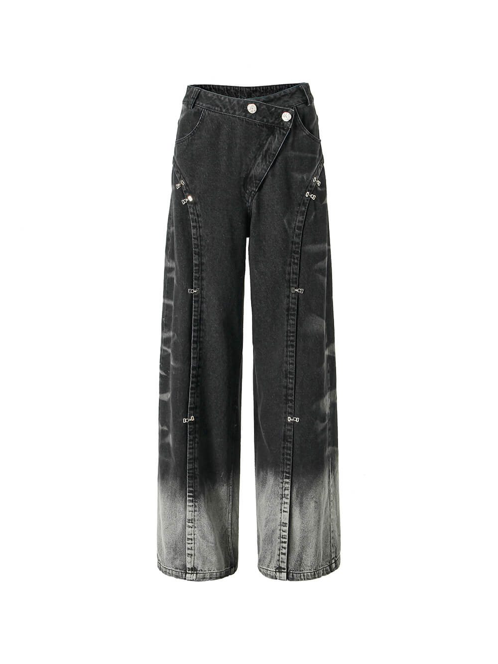 MUKTANK x WESAME Black Loose Straight Wide Leg Jeans Pants