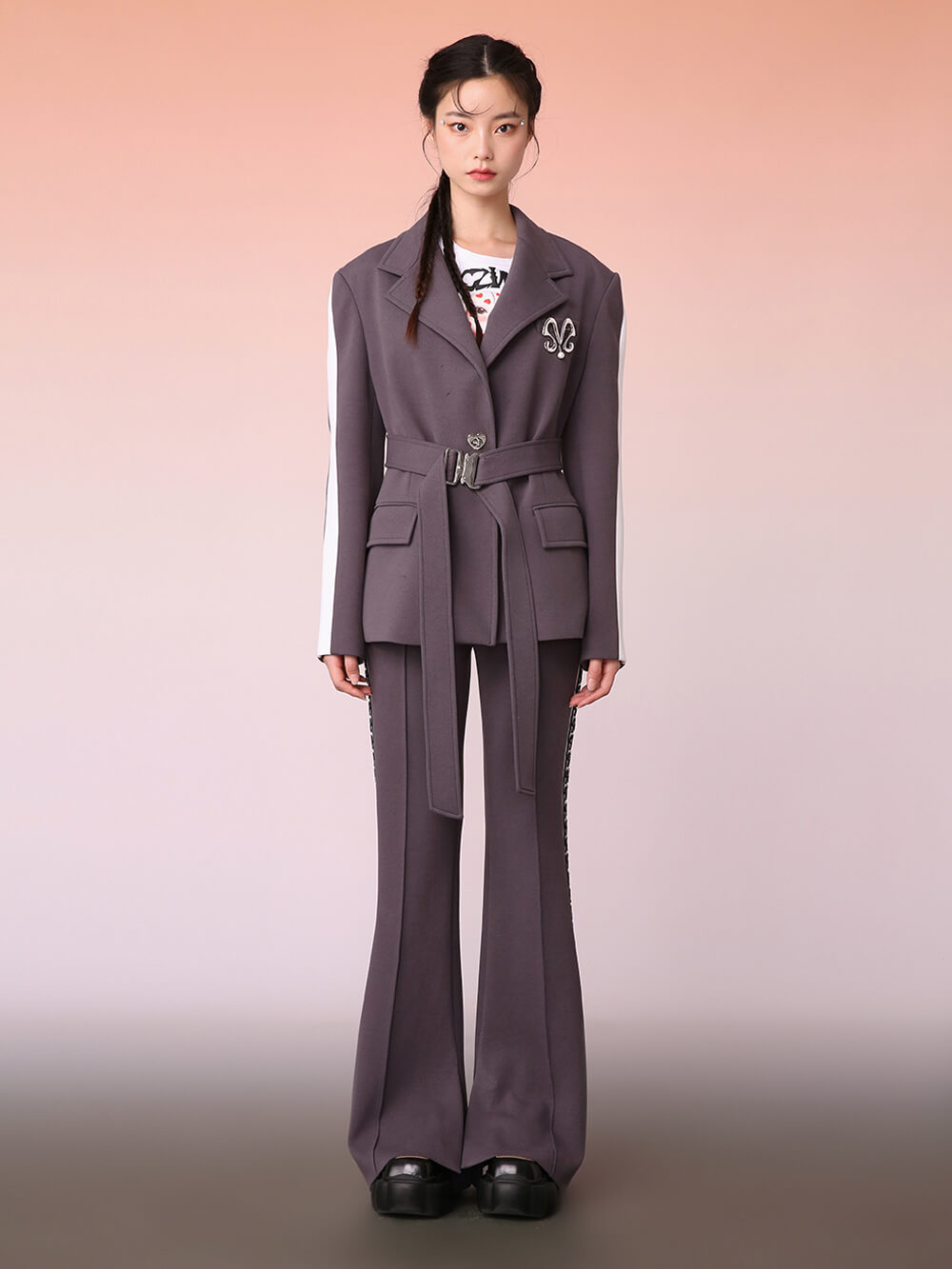 MUKZIN Grey Casual Blazer Coat