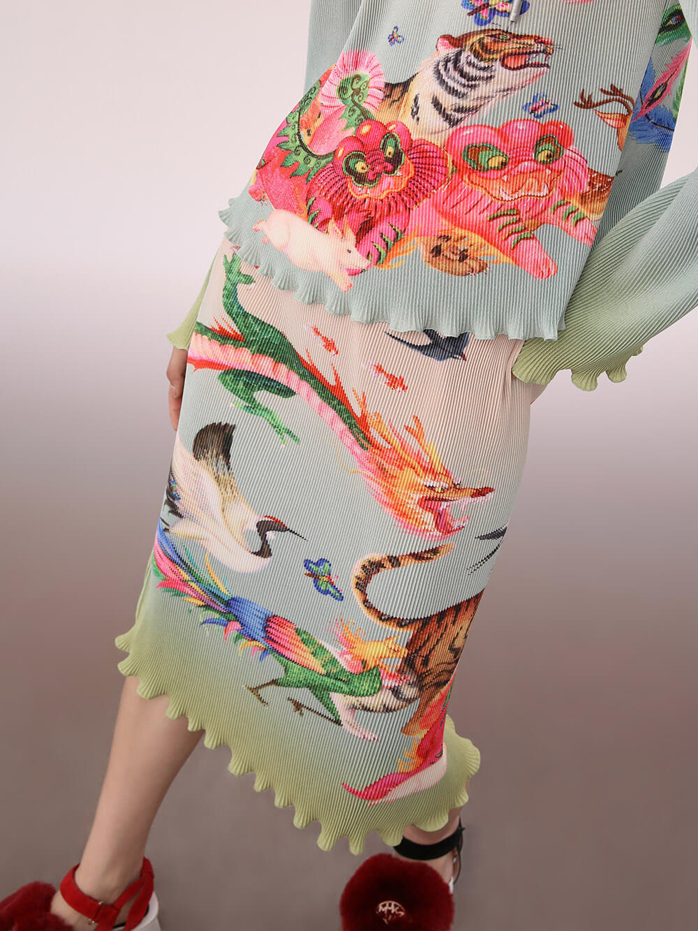 MUKZIN Animal Print Slim Fit Midi Skirt