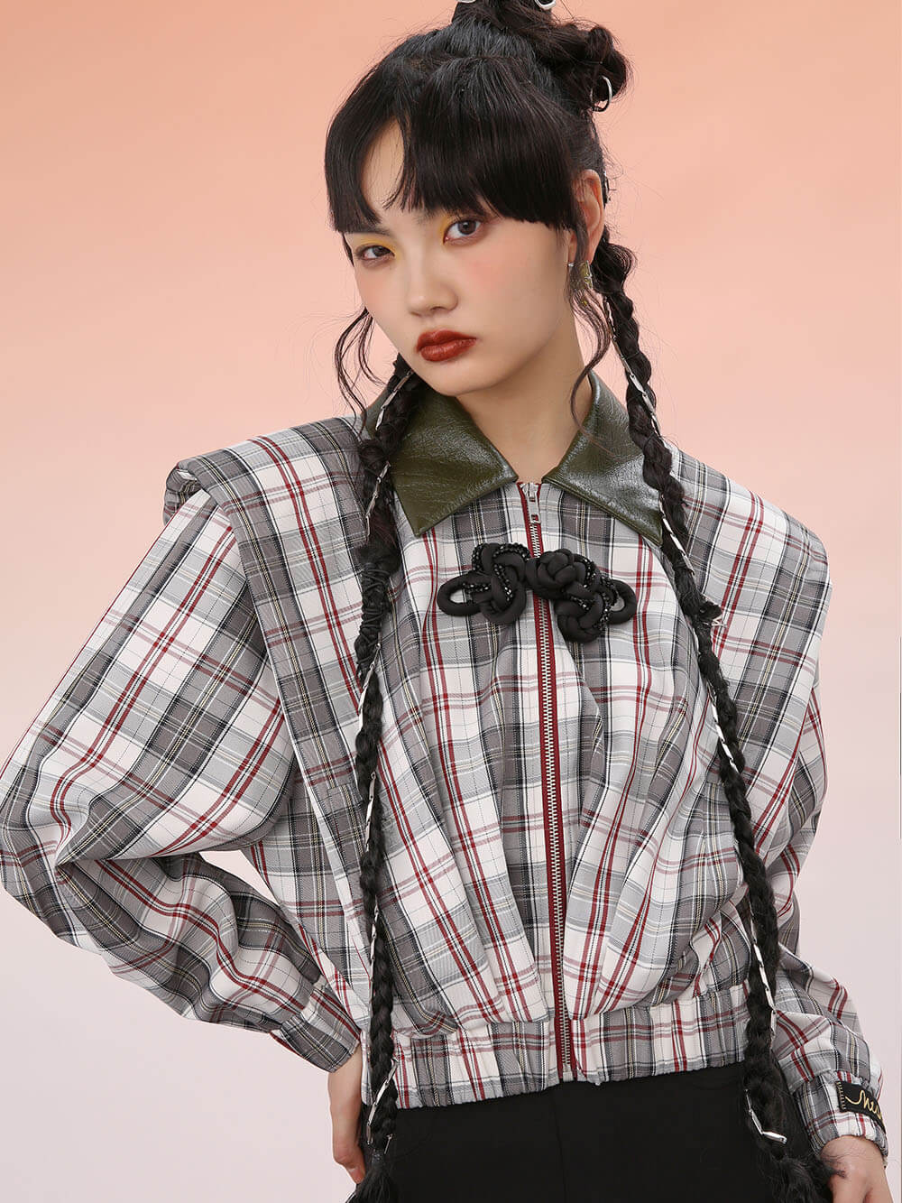 MUKZIN Plaid Cropped Top Coat