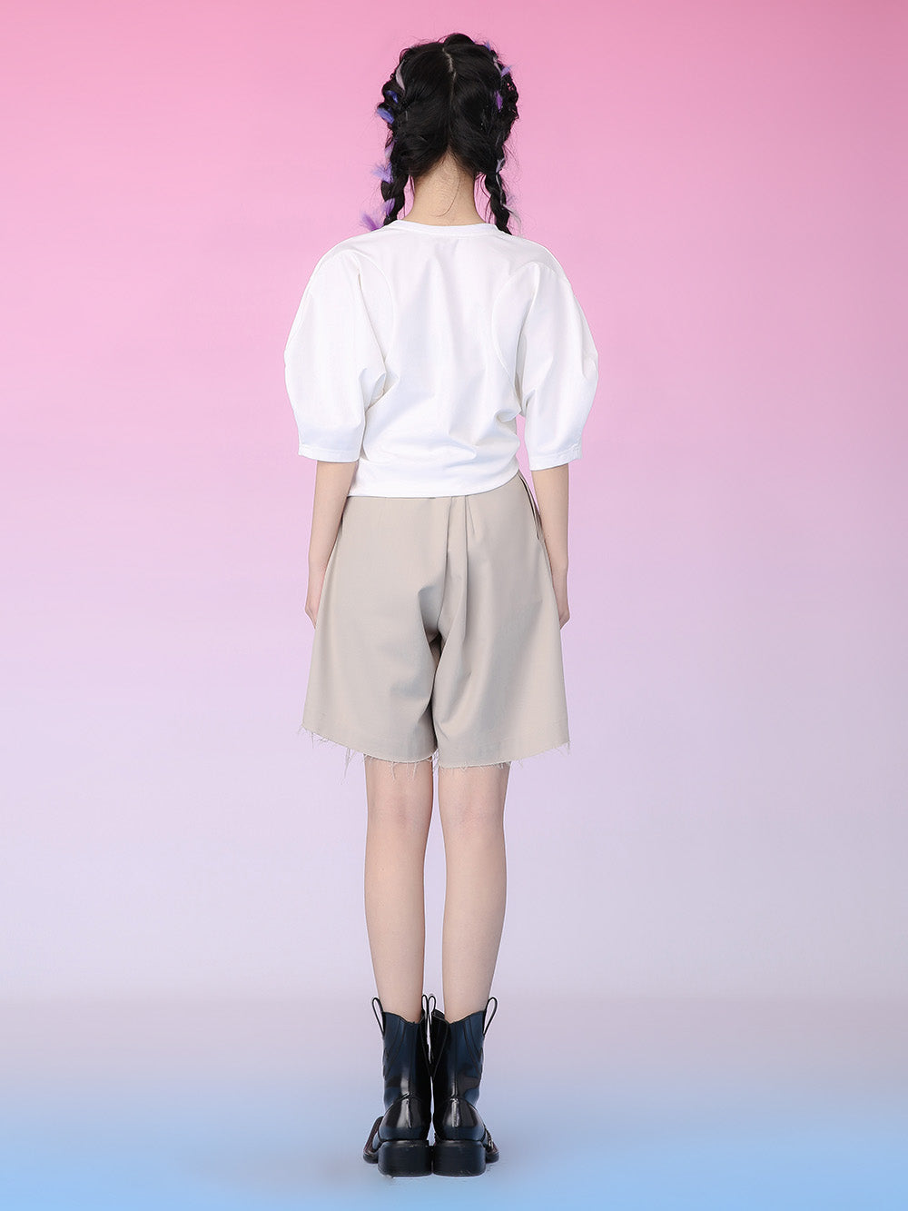 MUKZIN White Waist Design Letter T-Shirt