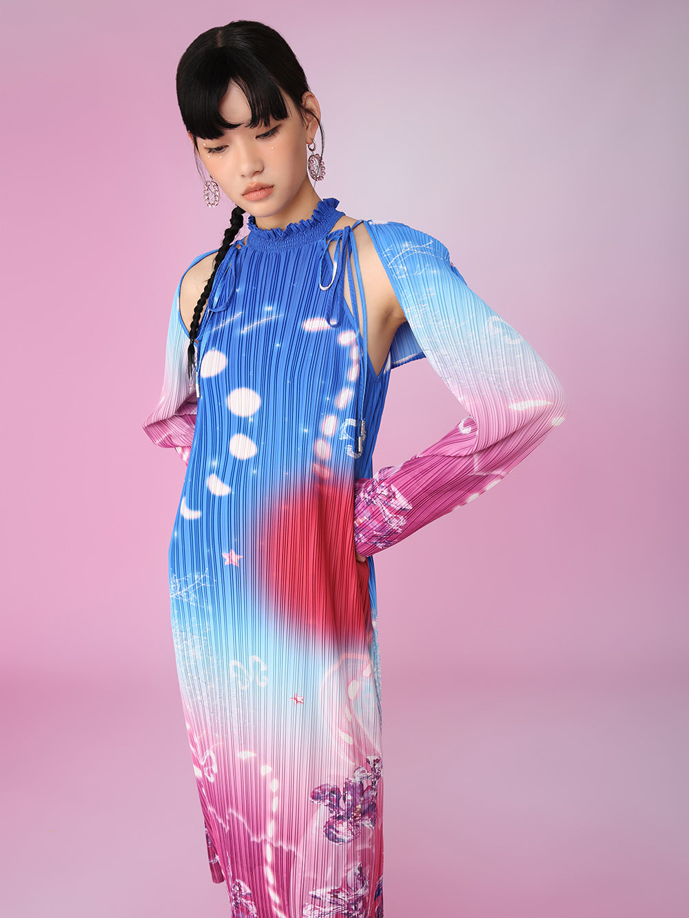 MUKZIN Printed Fit Two-piece Design Ombre Slim Original Dresses