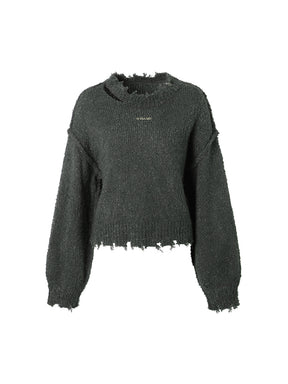 MUKTANK ⅩWESAME Loose Lazy Style Ripped Hoop Yarn Sweater