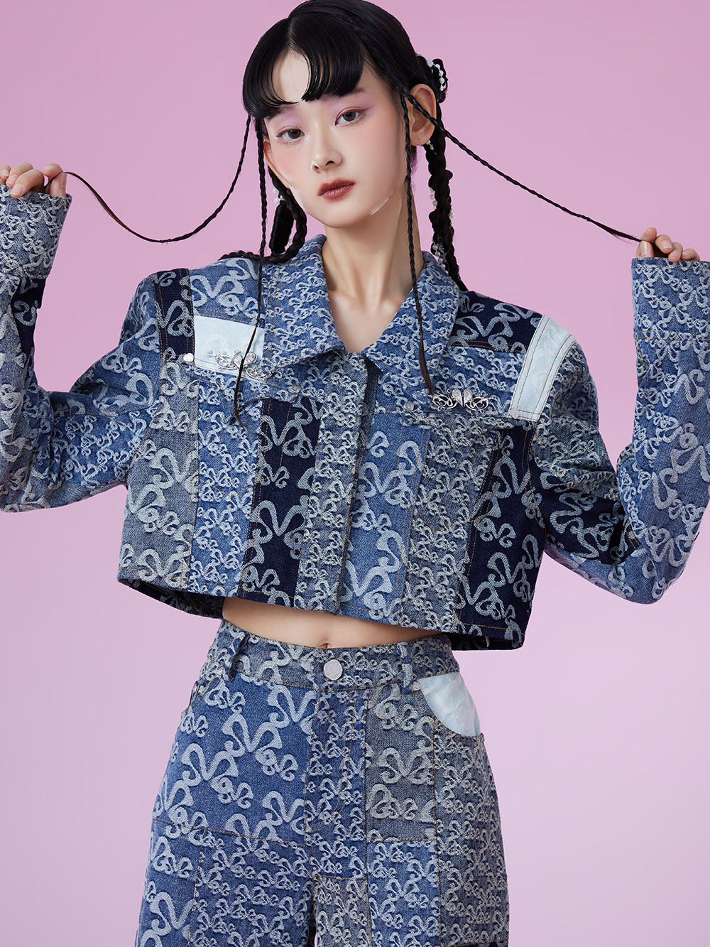MUKZIN Denim Jacquard Suit Lapel Original High-Quantity Outerwears