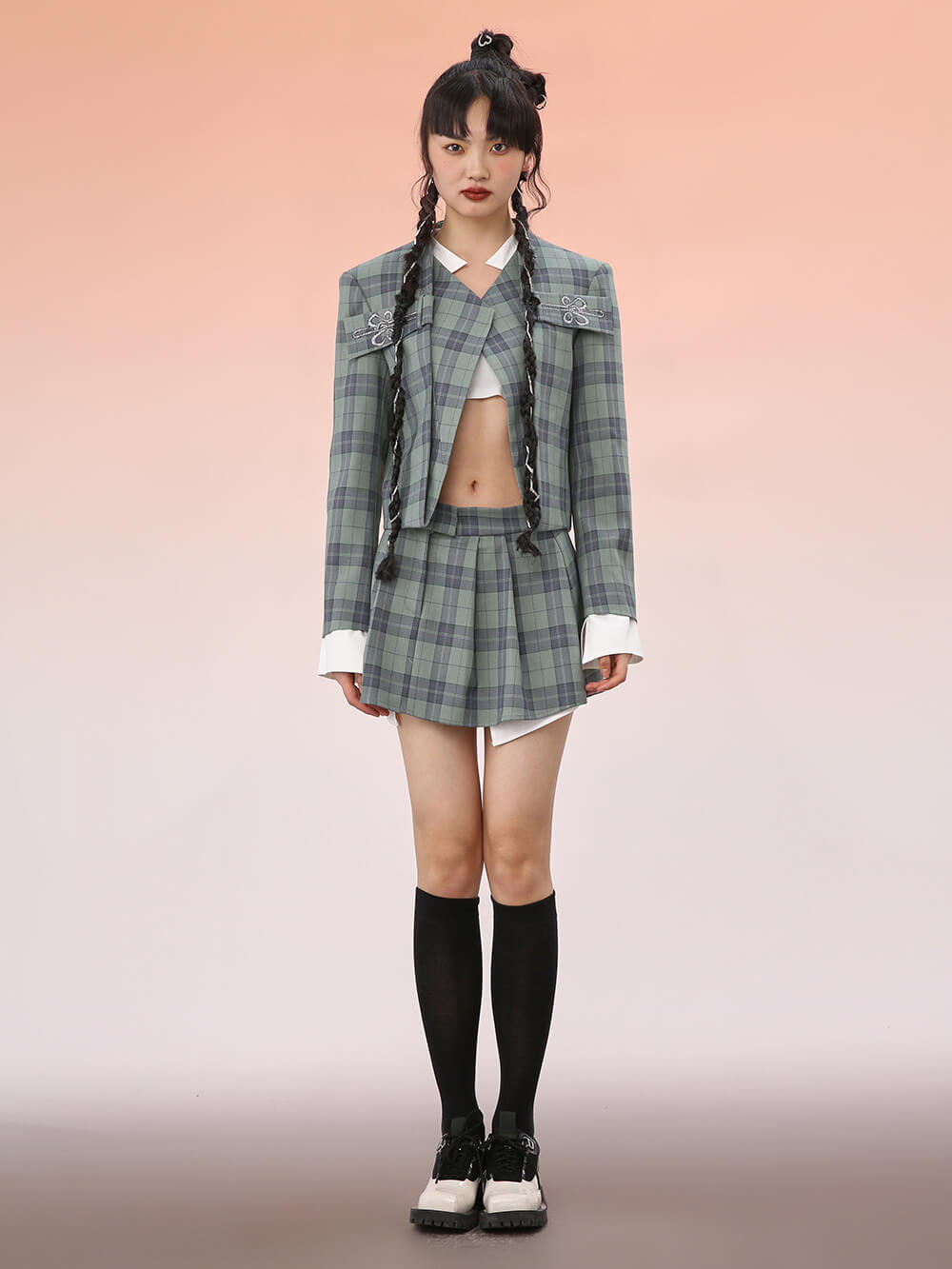 MUKZIN Plaid Irregular Blazer Suit